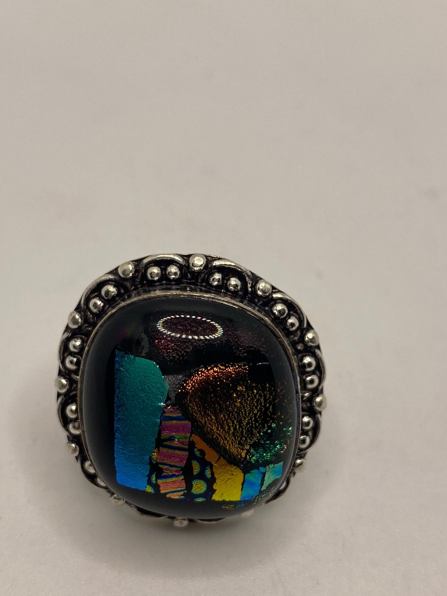Vintage Aqua Vintage Art Glass Ring Size 7