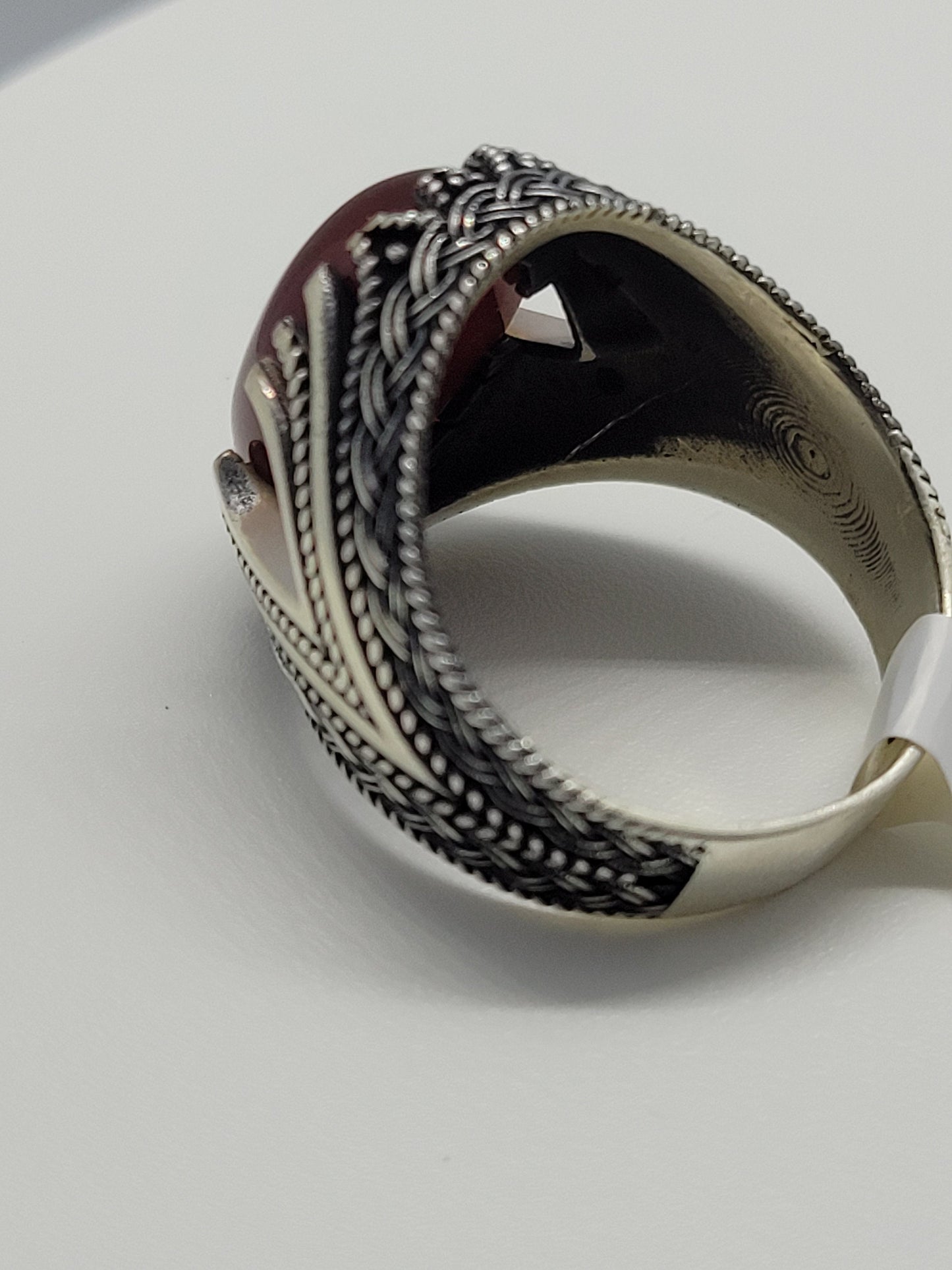 Vintage Carnelian Mens Ring in 925 Sterling Silver Persian Styled Genuine Carnelian