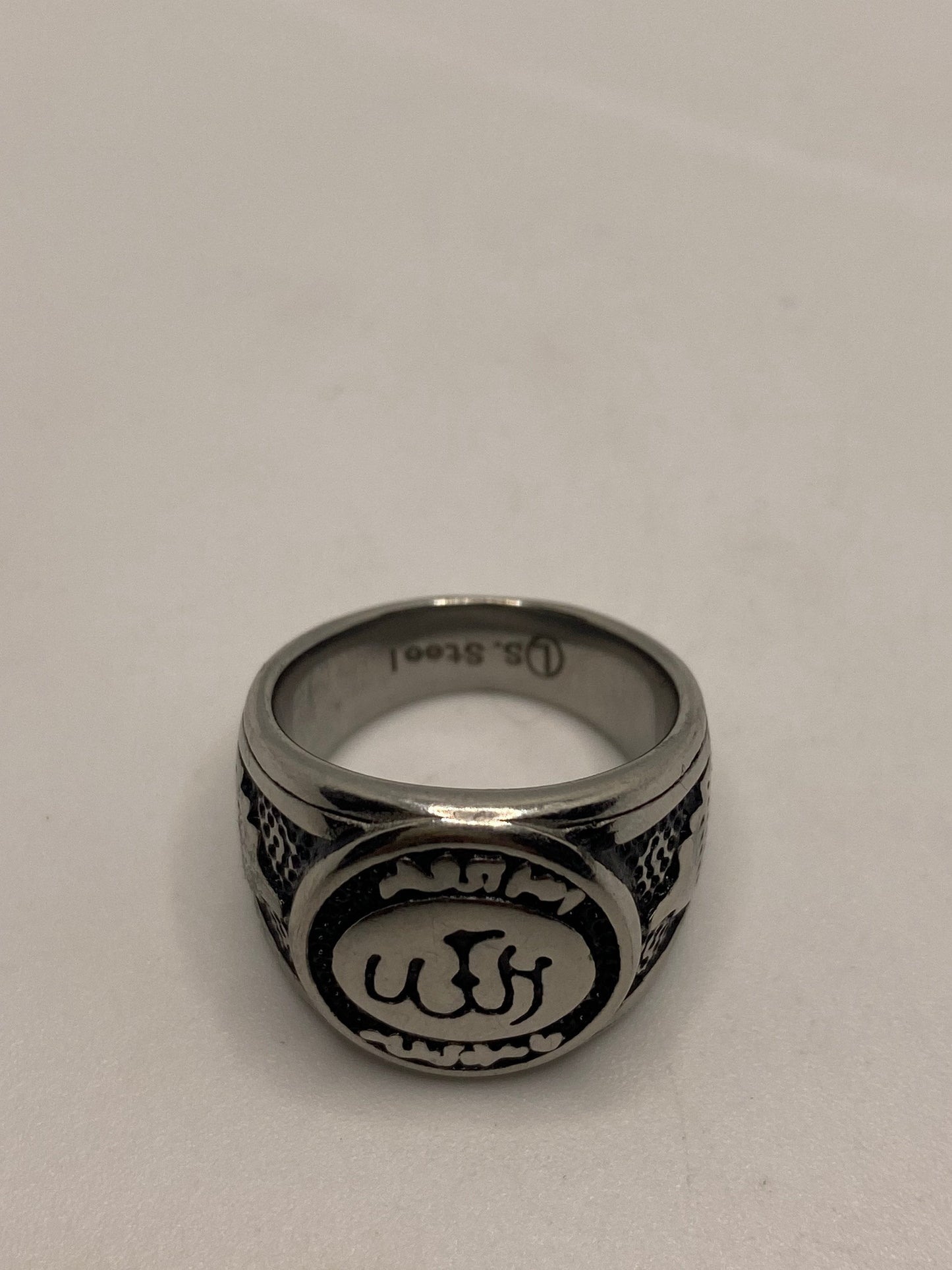 Vintage Gothic Silver Stainless Steel Muslim Star Crescent Men's Ring