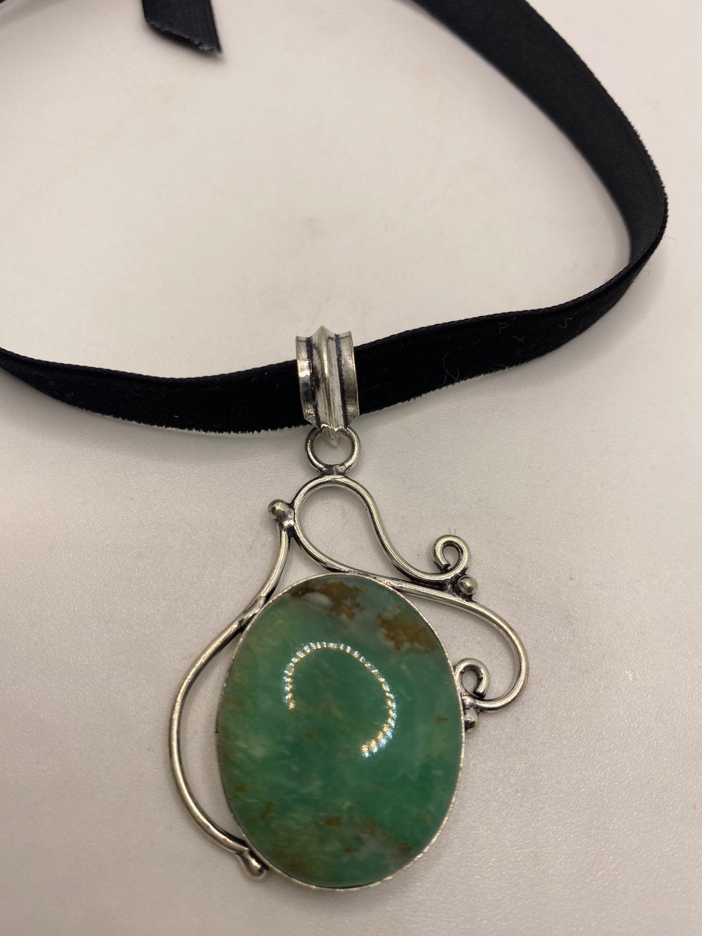 Vintage Green Amazonite Choker Pendant