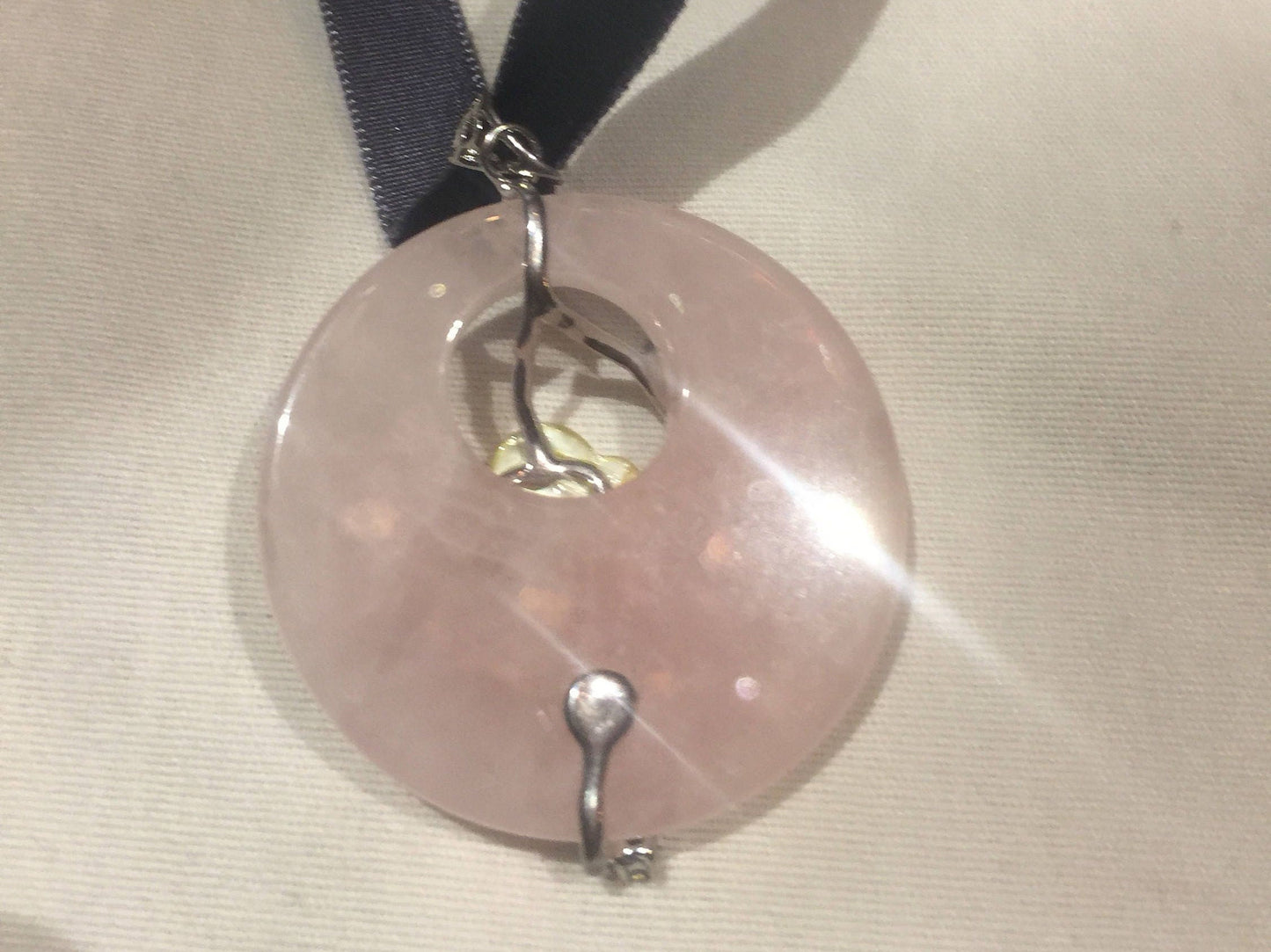 Vintage Handmade 925 Sterling Silver Rose Quartz Pendant