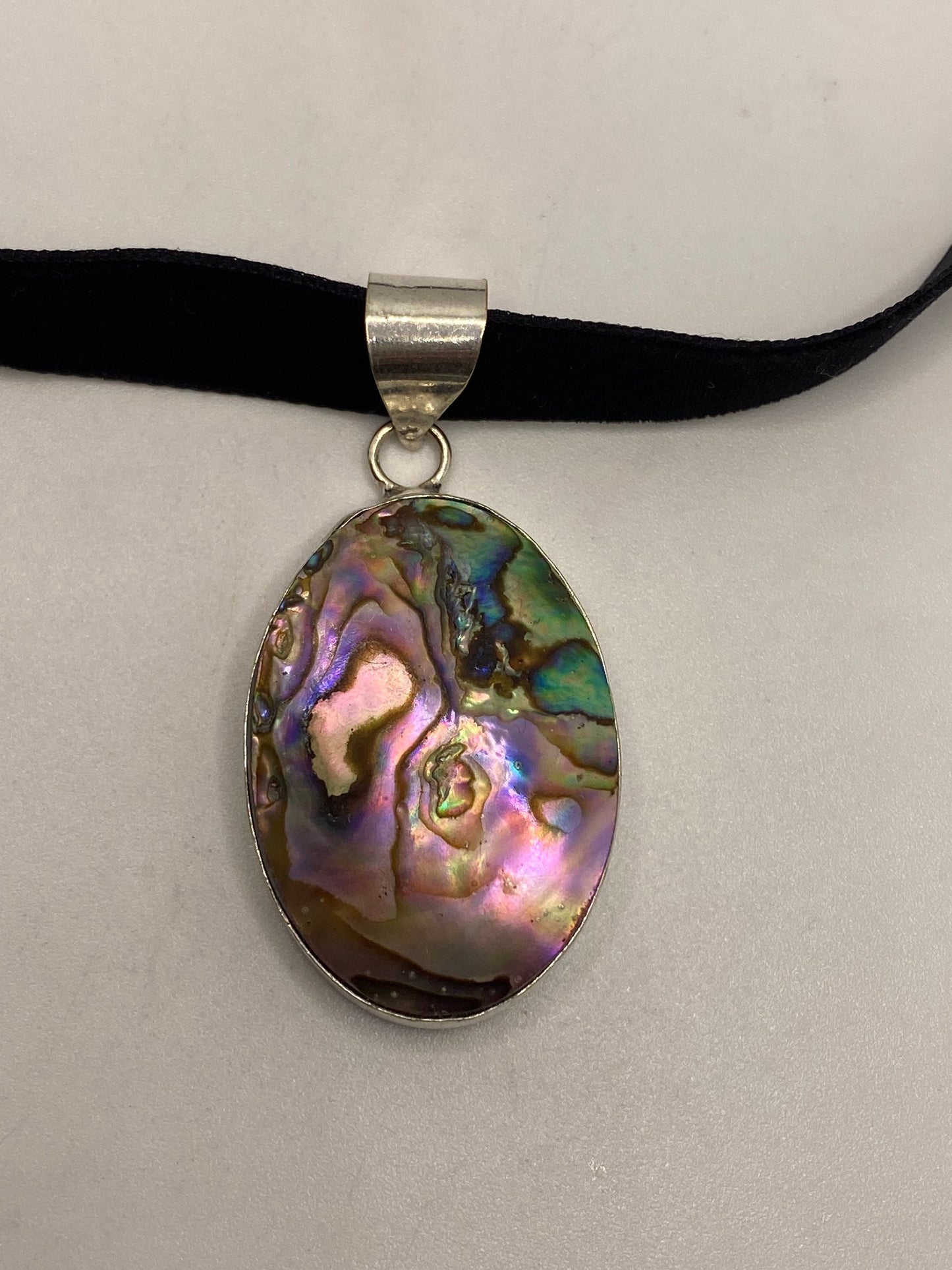 Vintage Abalone Choker Antique Pendant Necklace