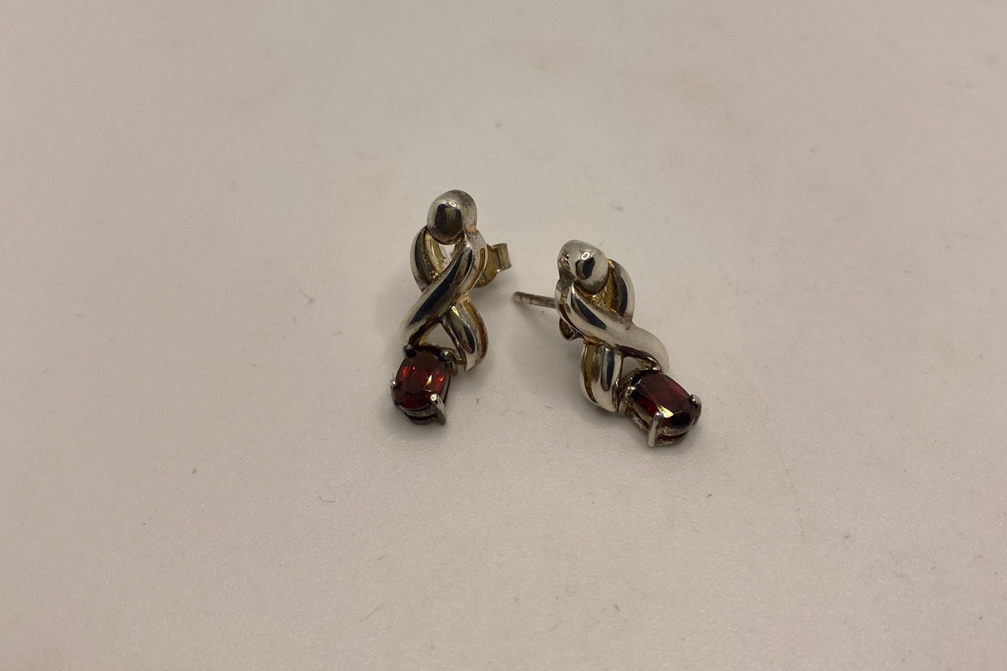 Vintage 925 Sterling Silver Bohemian Garnet Earrings