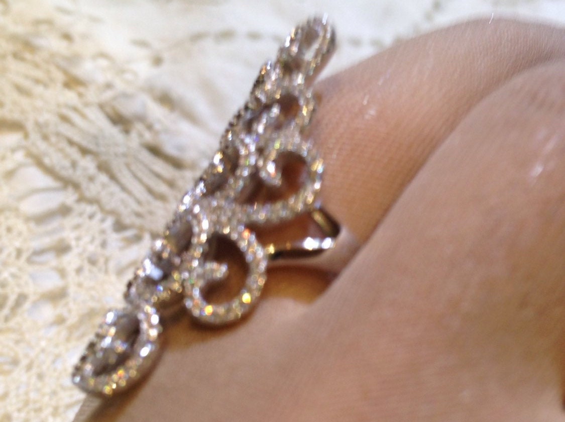 Vintage Filigree Cubic Zirconia Crystal Gothic Sterling Silver Ring