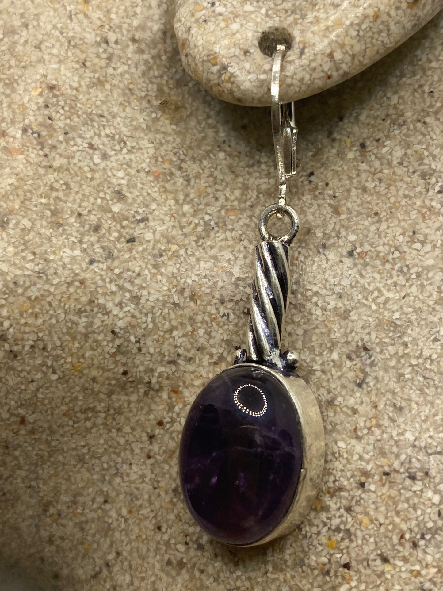 Vintage Purple Amethyst Earrings 925 Sterling Silver Leverback Chandelier