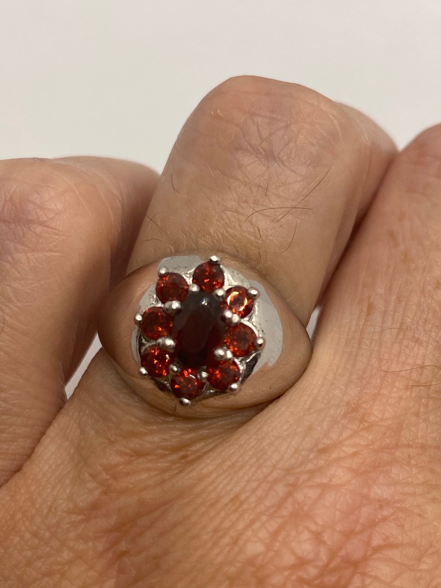 Vintage Garnet Ring 925 Sterling Silver