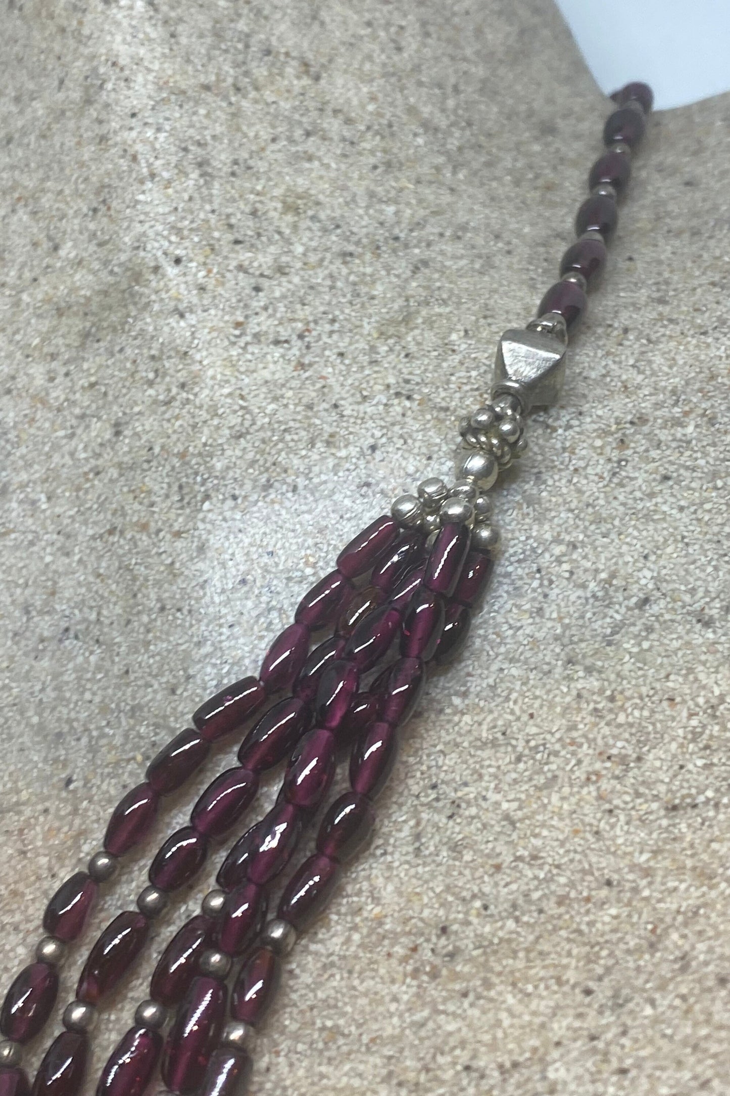 Vintage Moroccan Red Garnet Necklace with 925 Sterling Silver