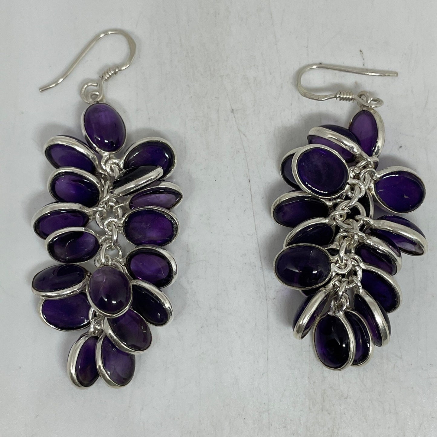 Vintage Purple Amethyst 925 Sterling Silver Chandelier Earrings