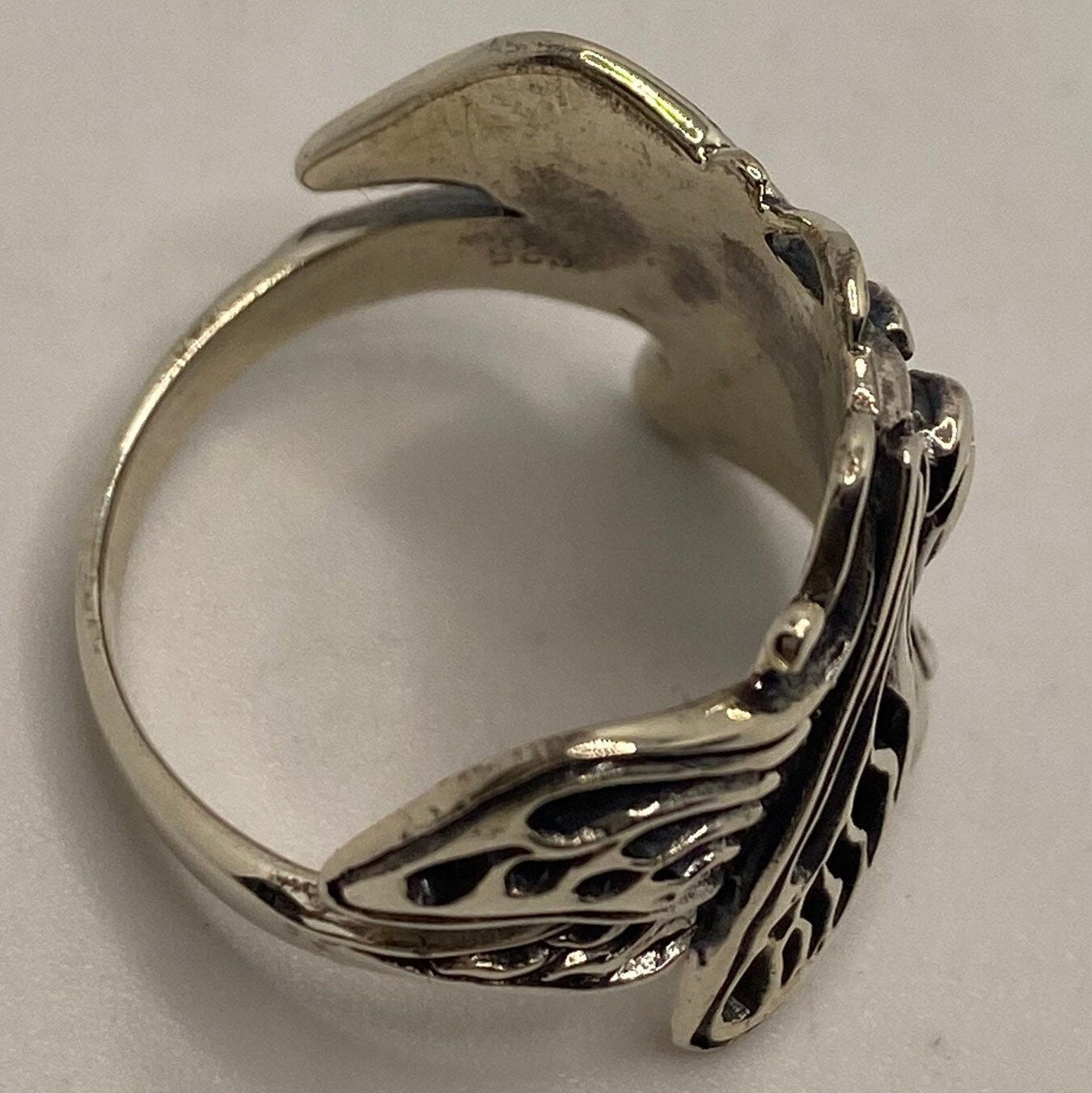 925 Sterling Silver Fairy Moth Deco Goddess Ring reverse