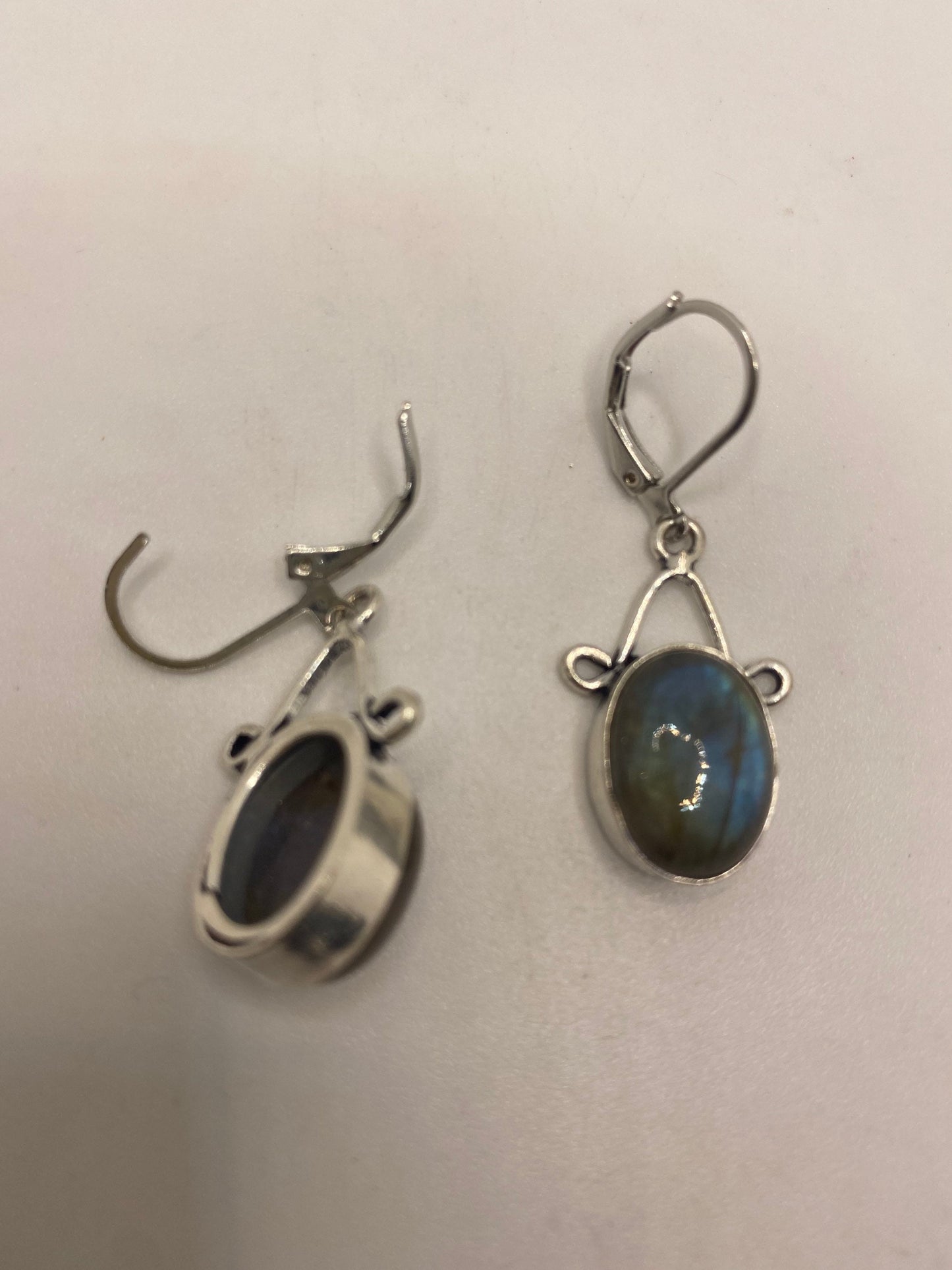 Vintage Labradorite Silver Dangle Earrings
