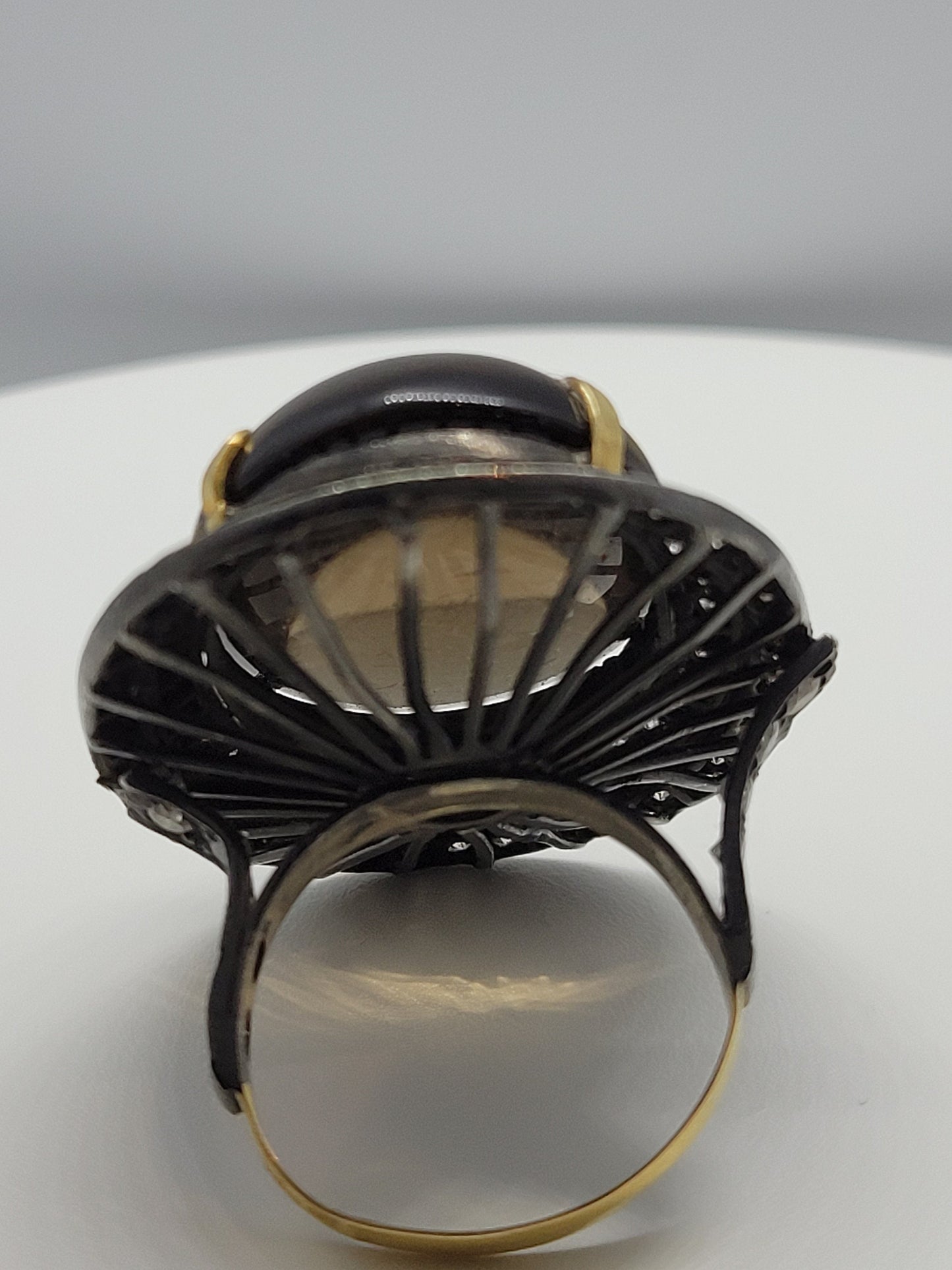 Vintage Smoky Topaz with Diamonds in 925 Sterling Silver and 18k Gold Ring Genuine Topaz Genuine Diamond Revival Collection