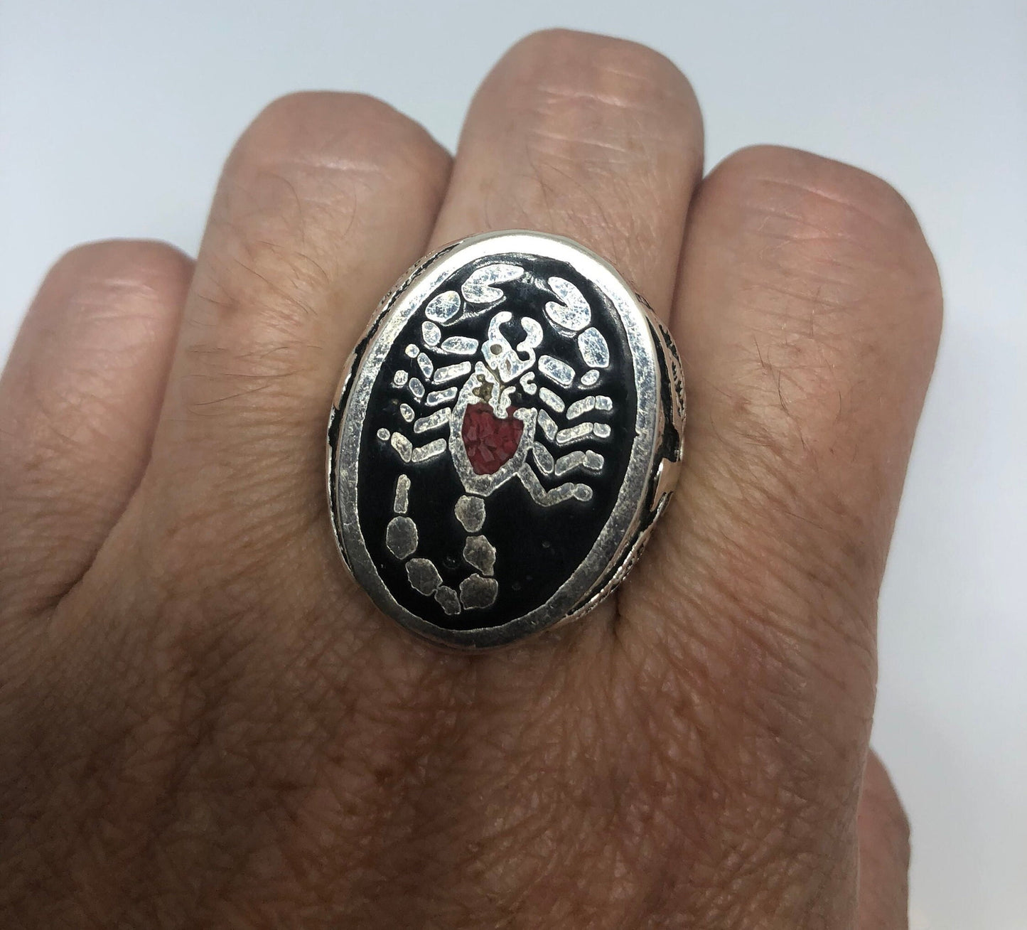 Southwestern Stone Inlay Scorpion Ring Vintage Native American Style