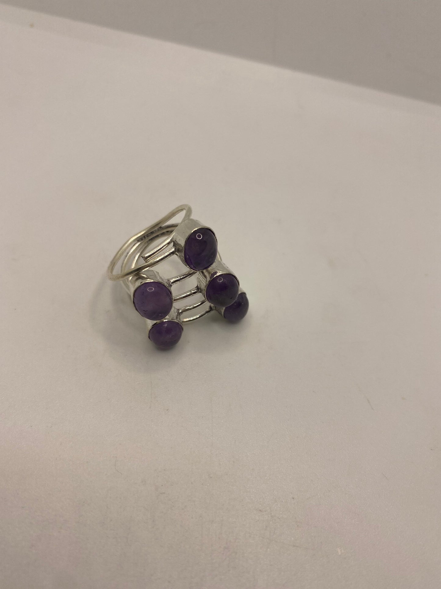 Vintage Genuine Purple Amethyst Ring Adjustable