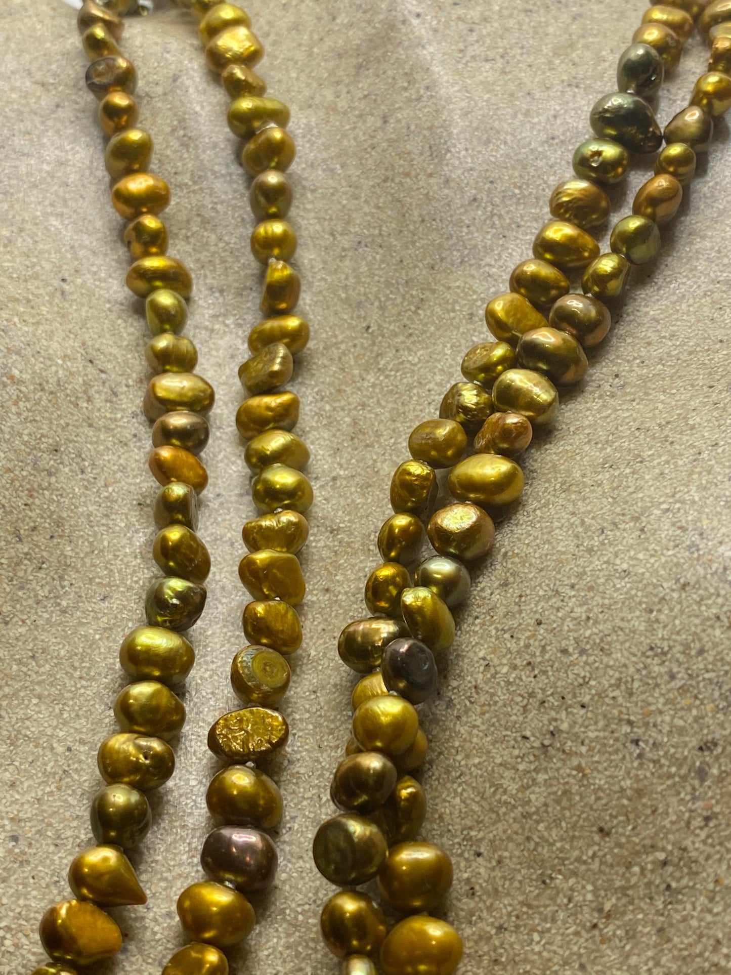 Vintage Hand Knotted Bronze Pearl 48 in Necklace