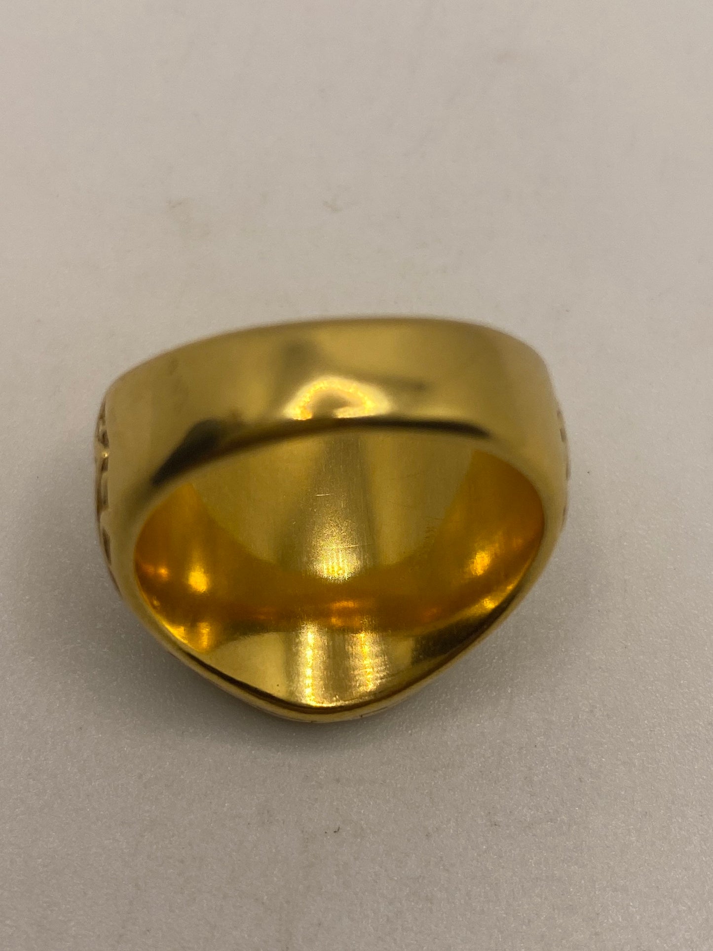 Vintage Golden Stainless Steel Hand of Fatima Mens Ring