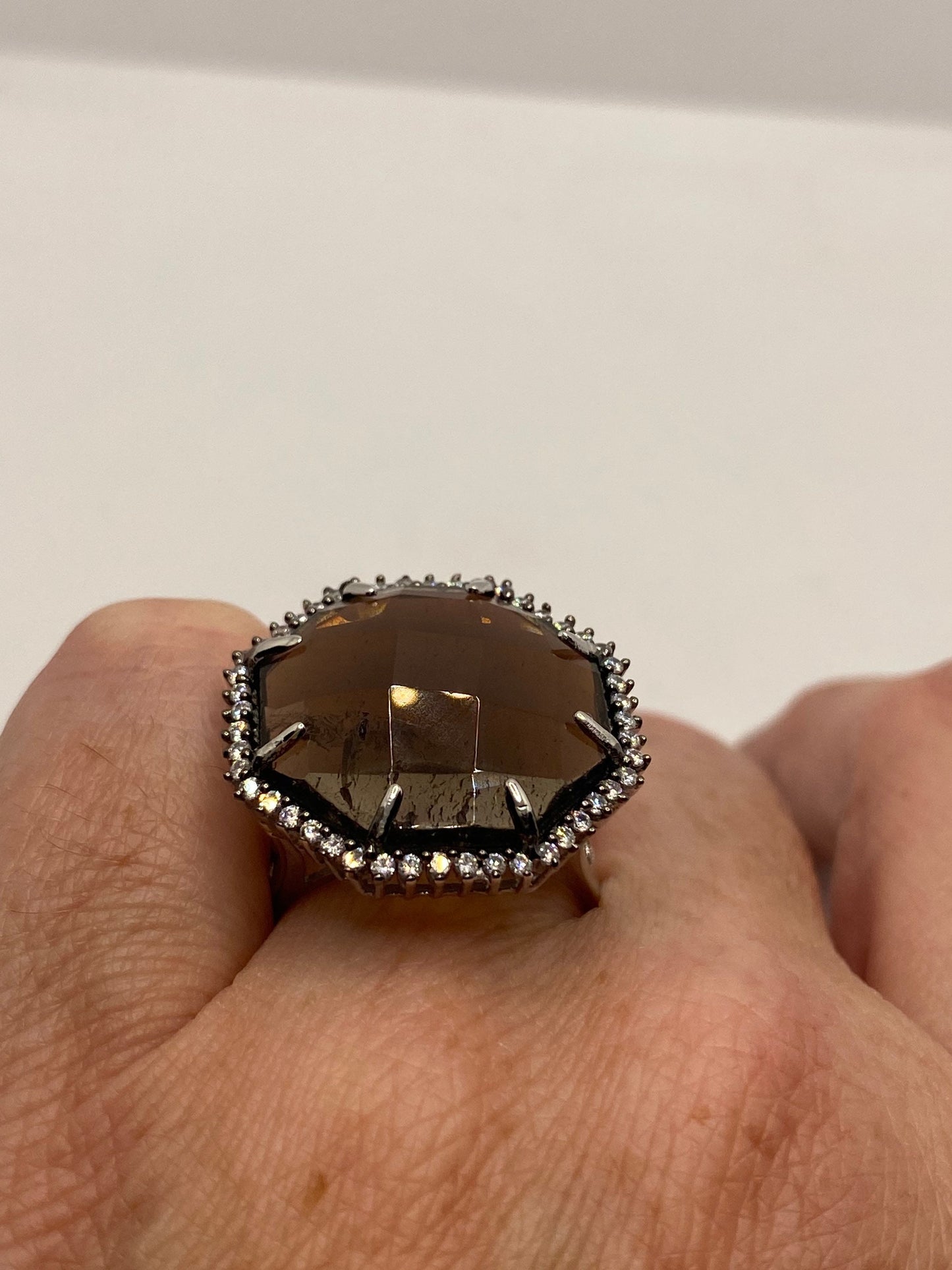 Vintage Smoky Topaz Ring 925 Sterling Silver
