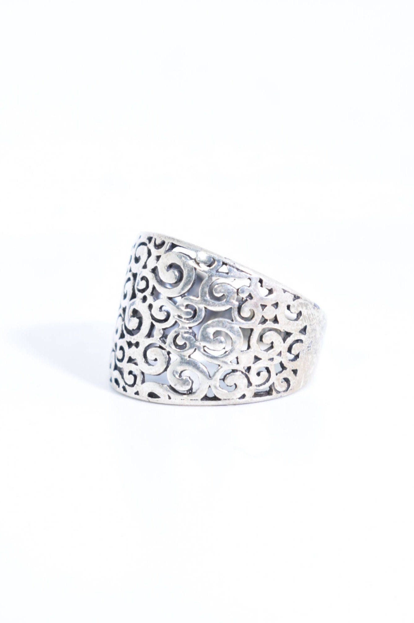 Vintage 925 Sterling Silver Flower Spoon Ring