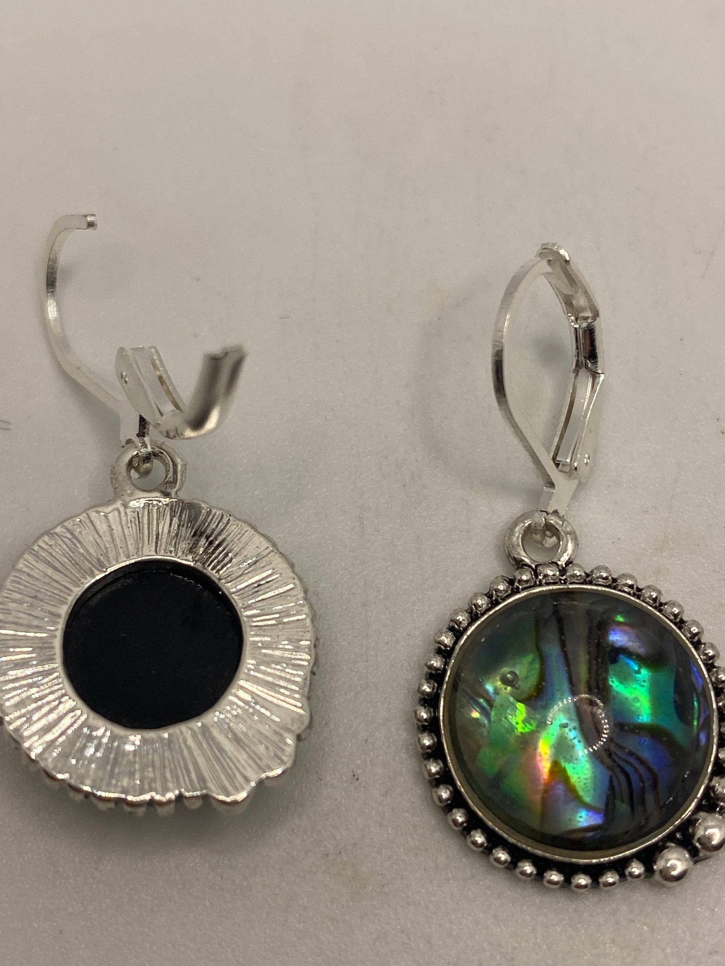 Vintage Handmade Silver Rainbow Abalone Earrings