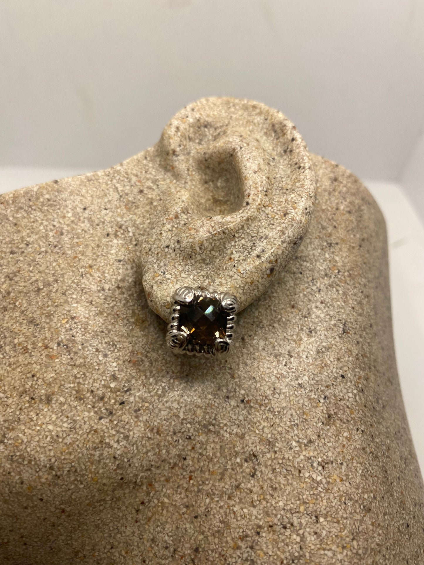 Vintage Brown Smoky Topaz 925 Sterling Silver drop Chandelier Earrings