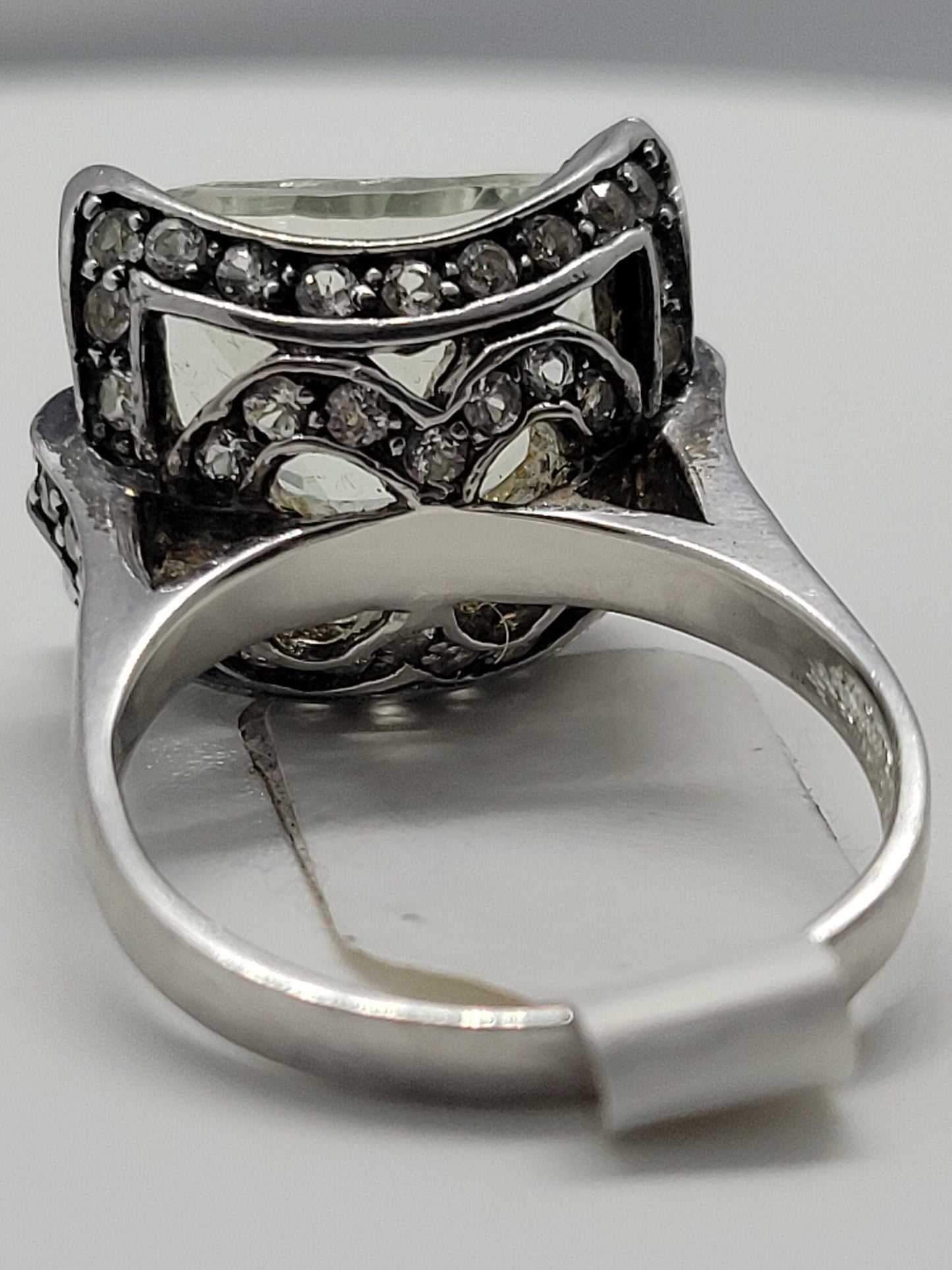 Vintage White Topaz Ring in 925 Sterling Silver with White Sapphire