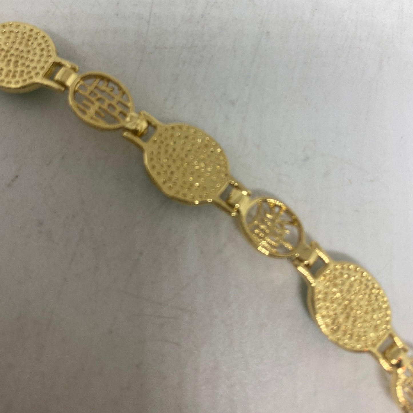 Vintage Green Jade Bracelet Golden White Bronze