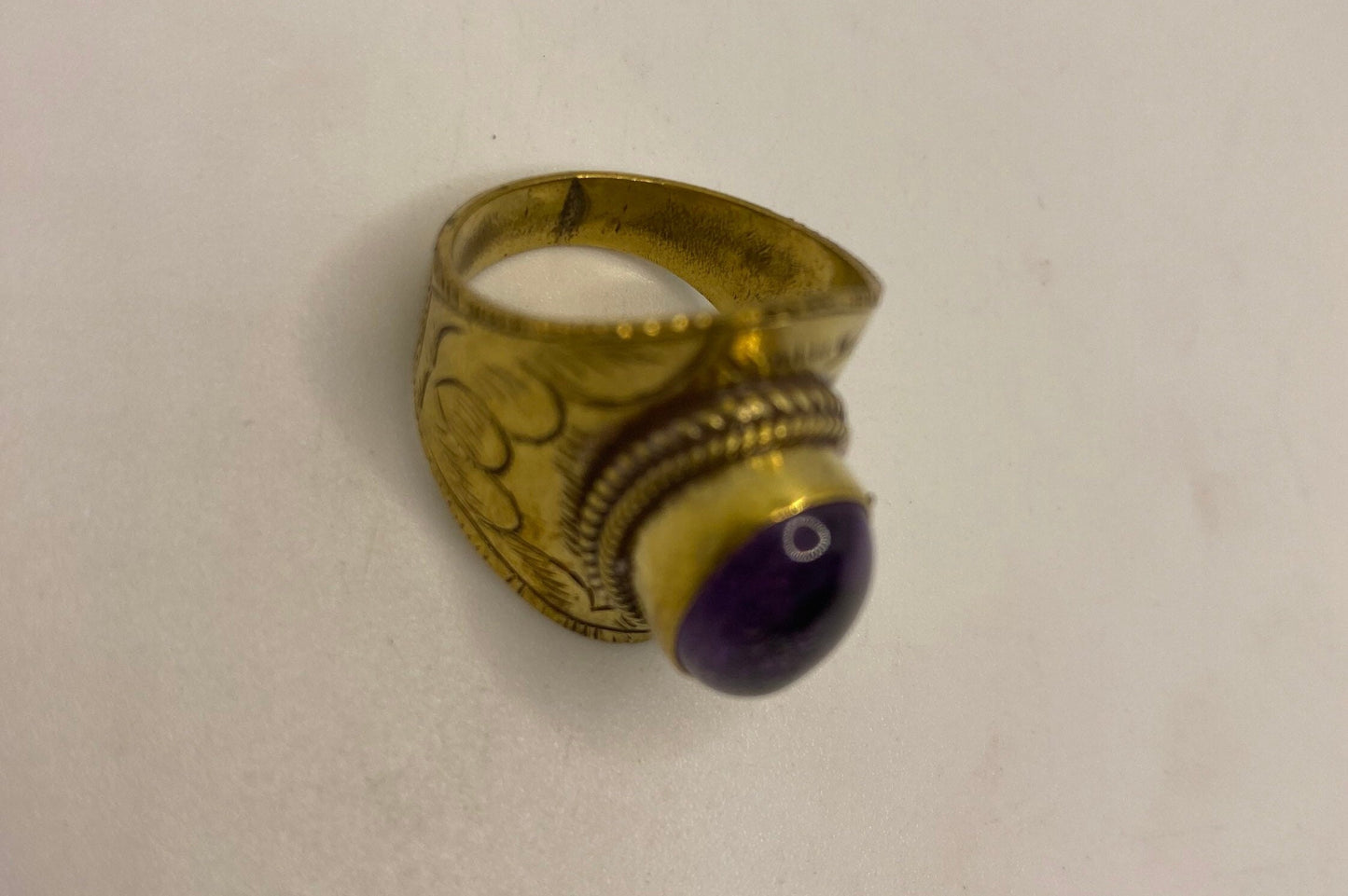 Vintage Amethyst Brass Knuckle Ring