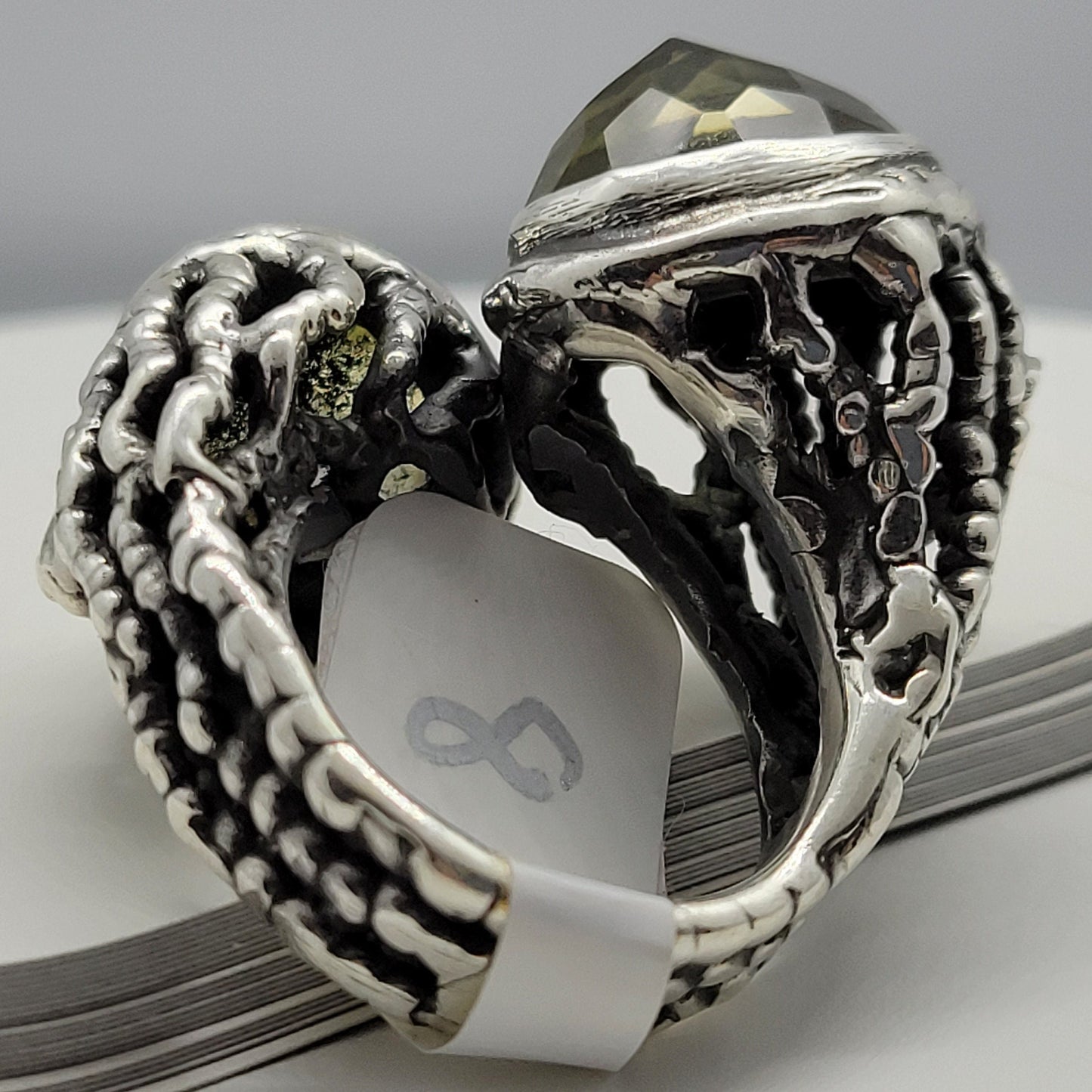 Vintage Lemon Quartz Sterling Silver Ring, Statement Jewelry
