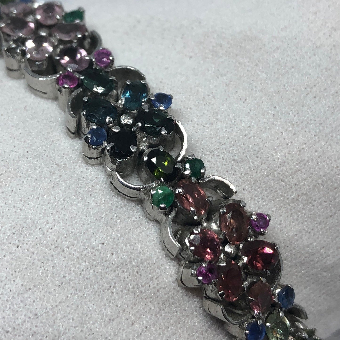 Vintage Handmade Watermelon Tourmaline in 925 Sterling Silver Bracelet