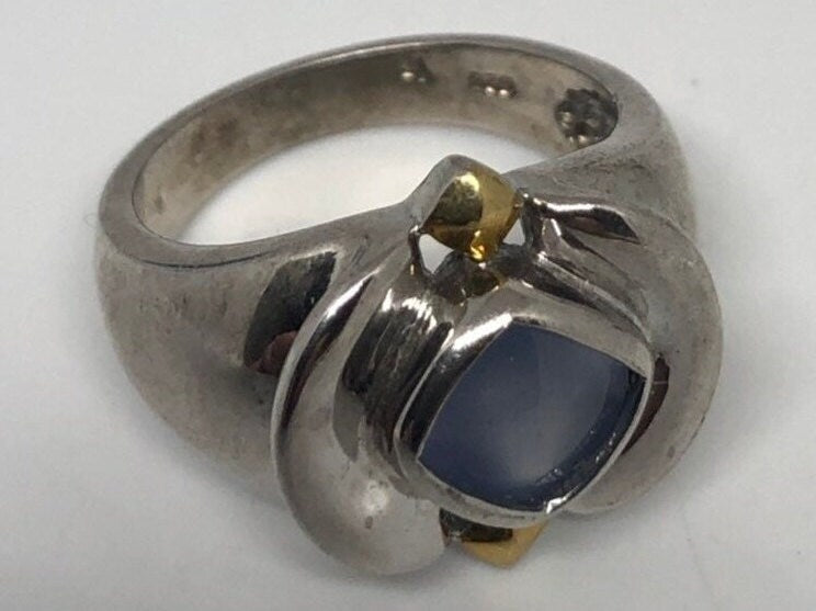 Vintage Pale Blue Calcedony in 925 Sterling Silver Ring