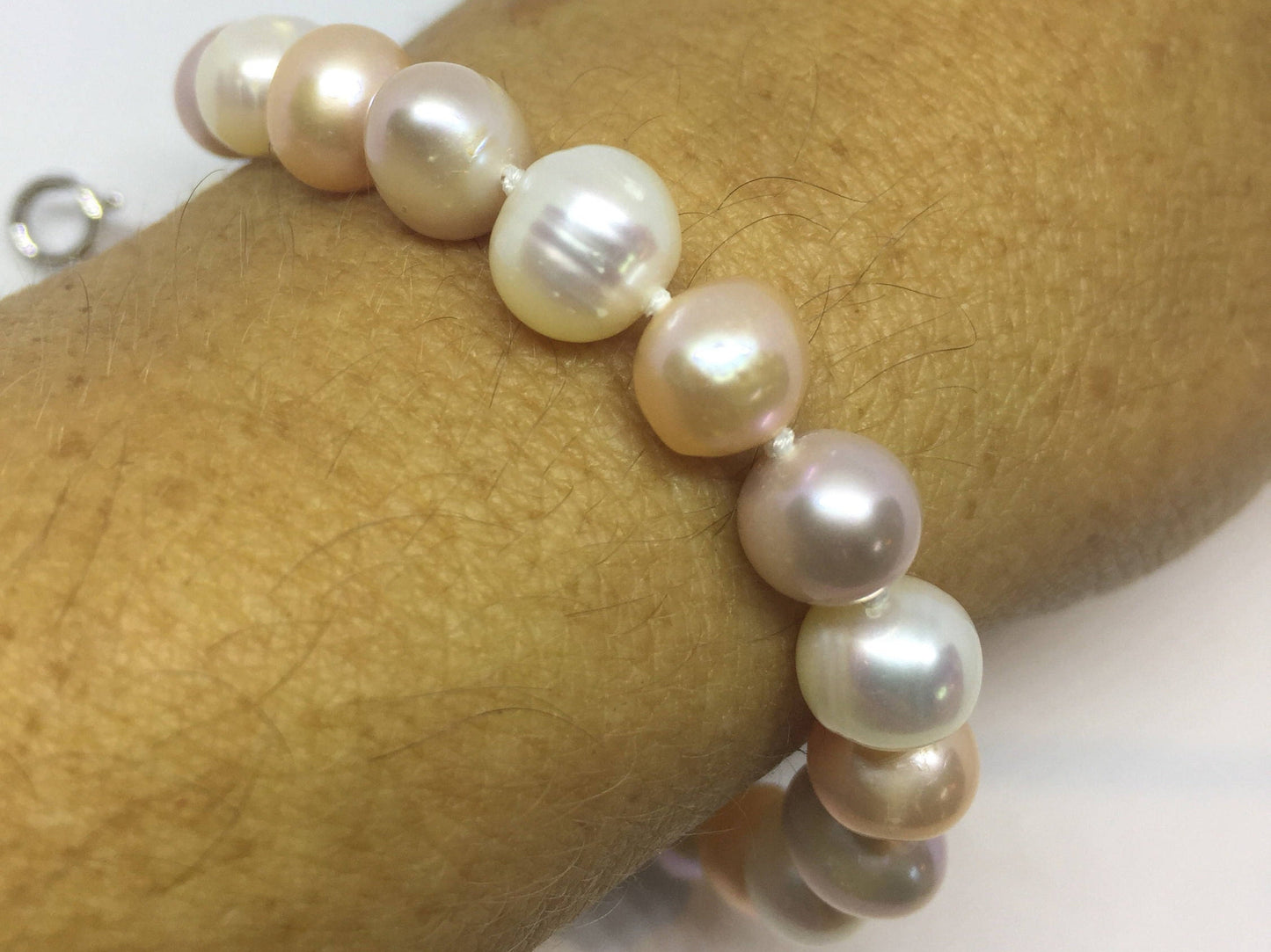 Vintage 925 Sterling Silver Hand Knotted Pearl Bracelet