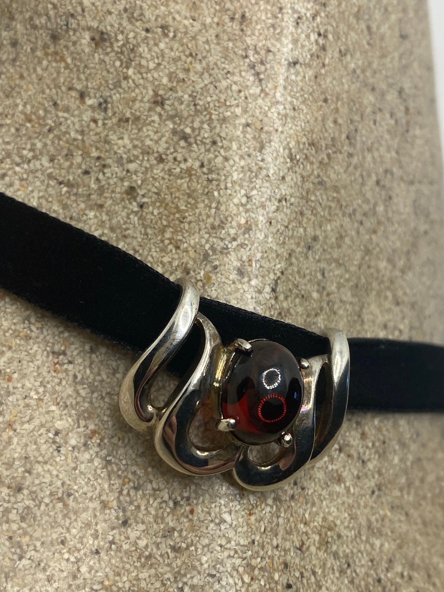 Vintage Handmade 925 Sterling Silver Genuine Garnet Antique Pendant Necklace