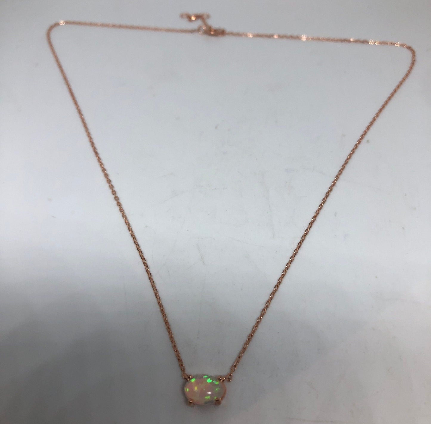 Vintage White Opal Choker rose Golden 925 Sterling Silver Pendant Necklace