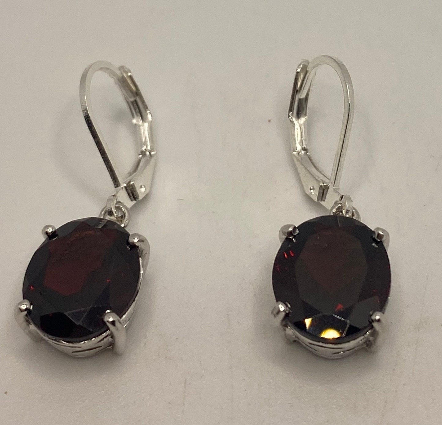 Vintage Handmade 925 Sterling Silver Garnet Earrings