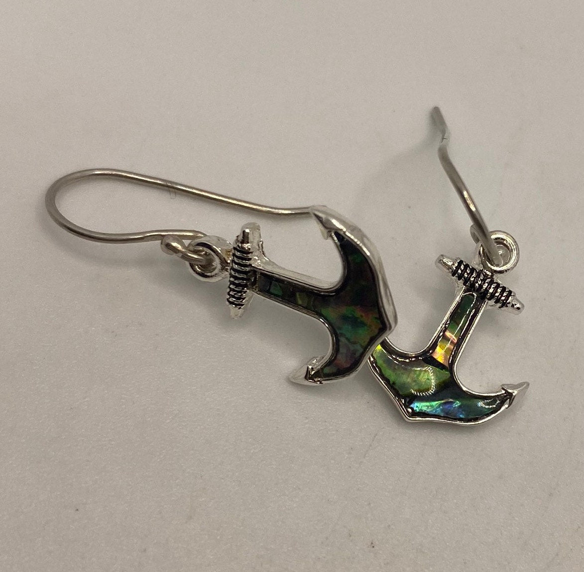 Vintage Handmade Silver Rainbow Abalone Earrings