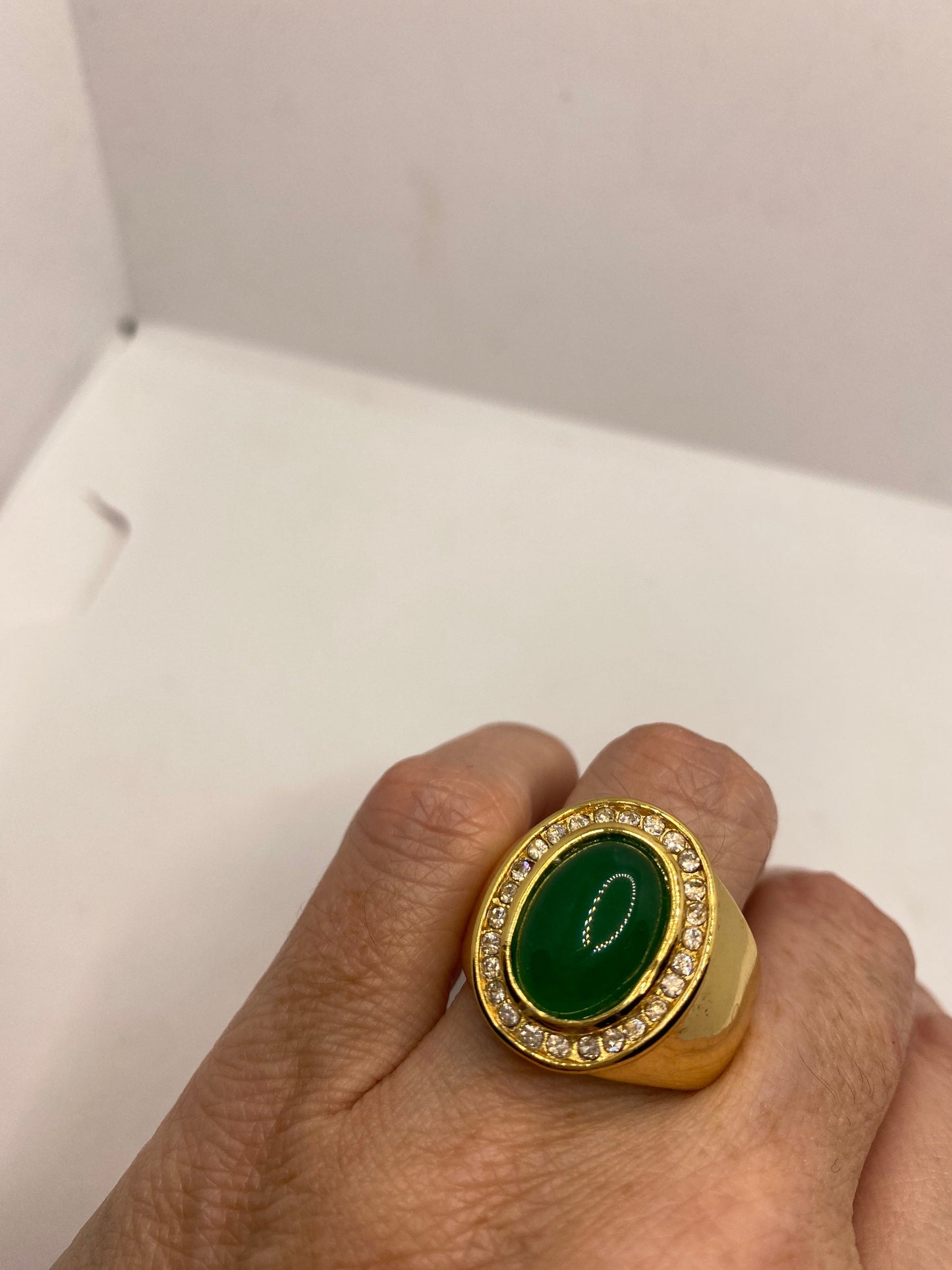 Vintage Lucky Green Nephrite Jade Ring