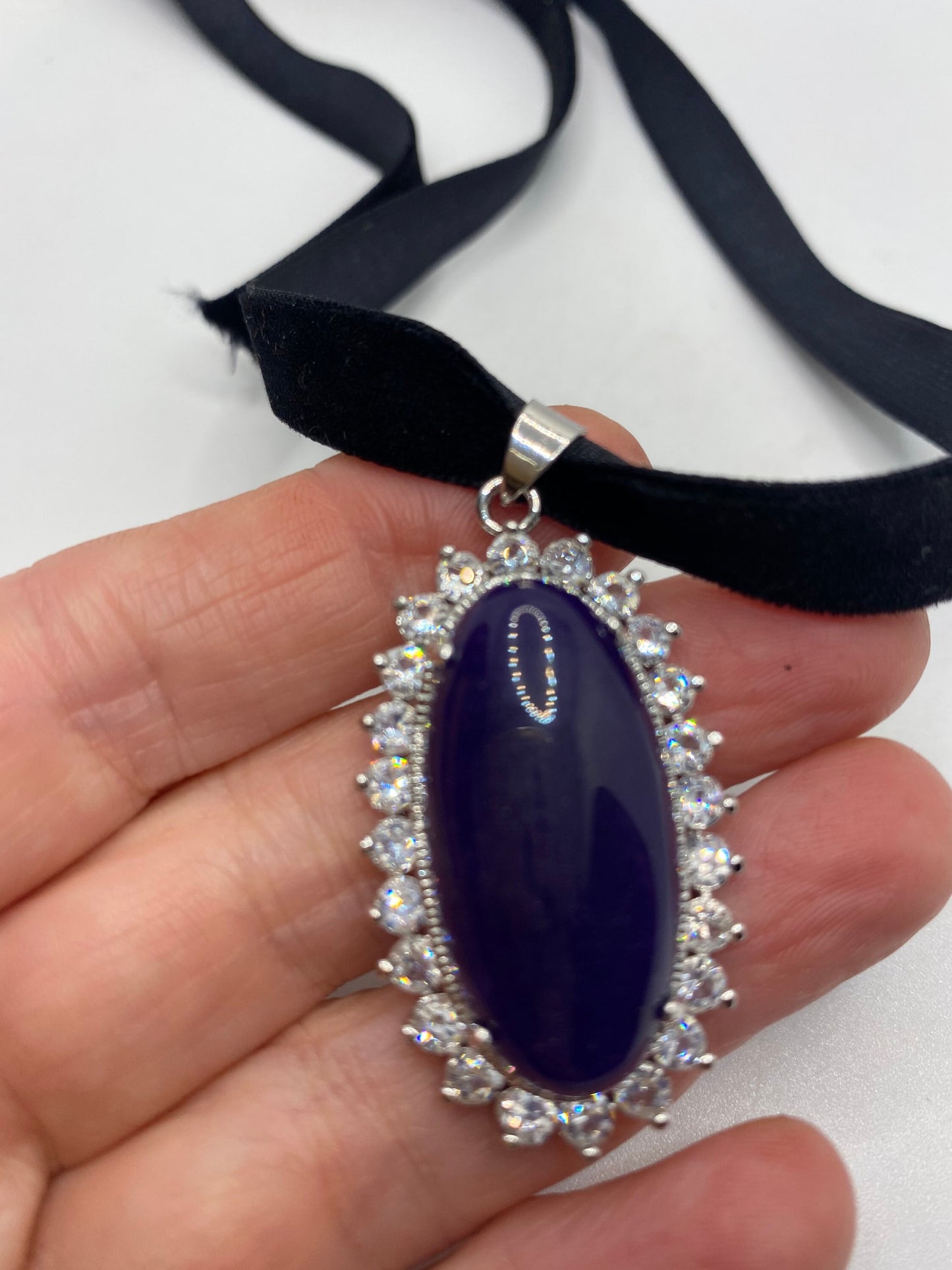 Vintage Purple Chalcedony Choker Necklace