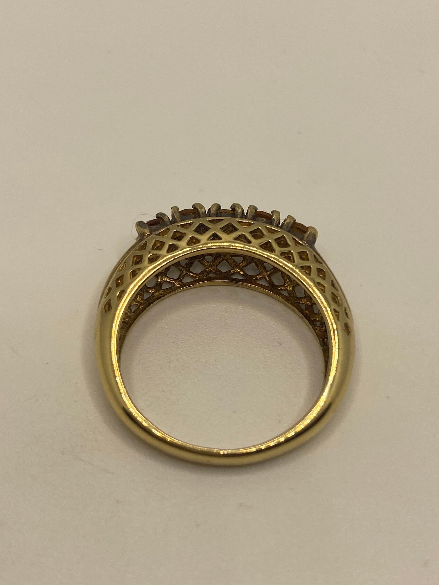 Vintage Golden Citrine 925 Sterling Silver Cocktail Ring