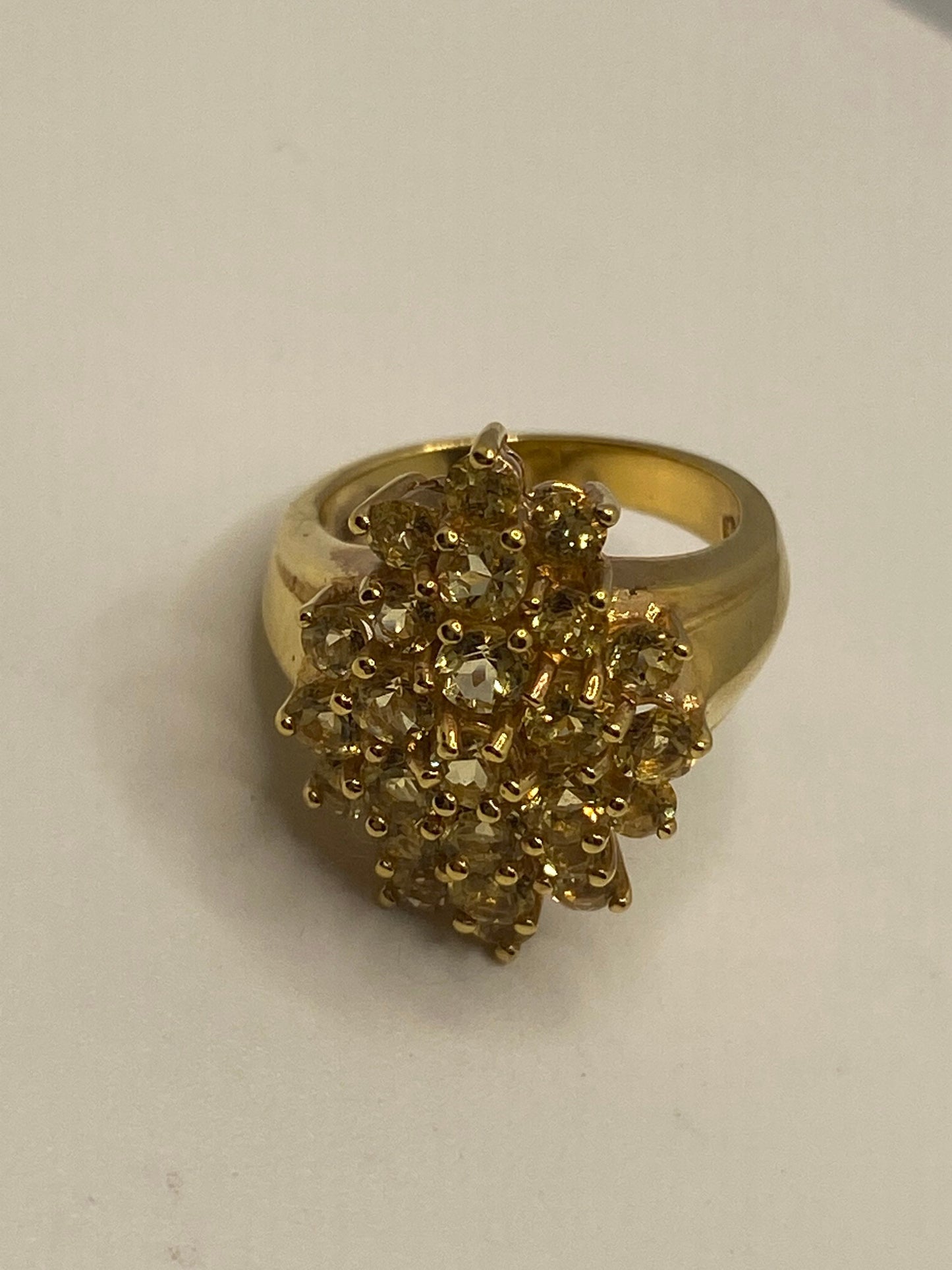Vintage Golden Citrine 925 Sterling Silver Cocktail Ring