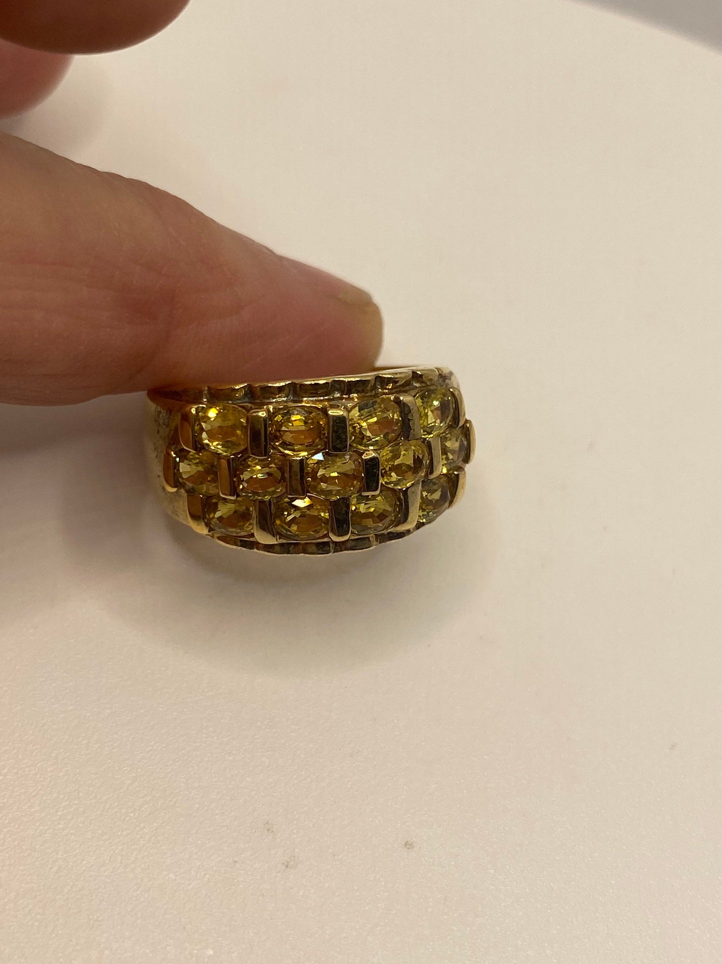 Vintage Golden Citrine 925 Sterling Silver Cocktail Ring