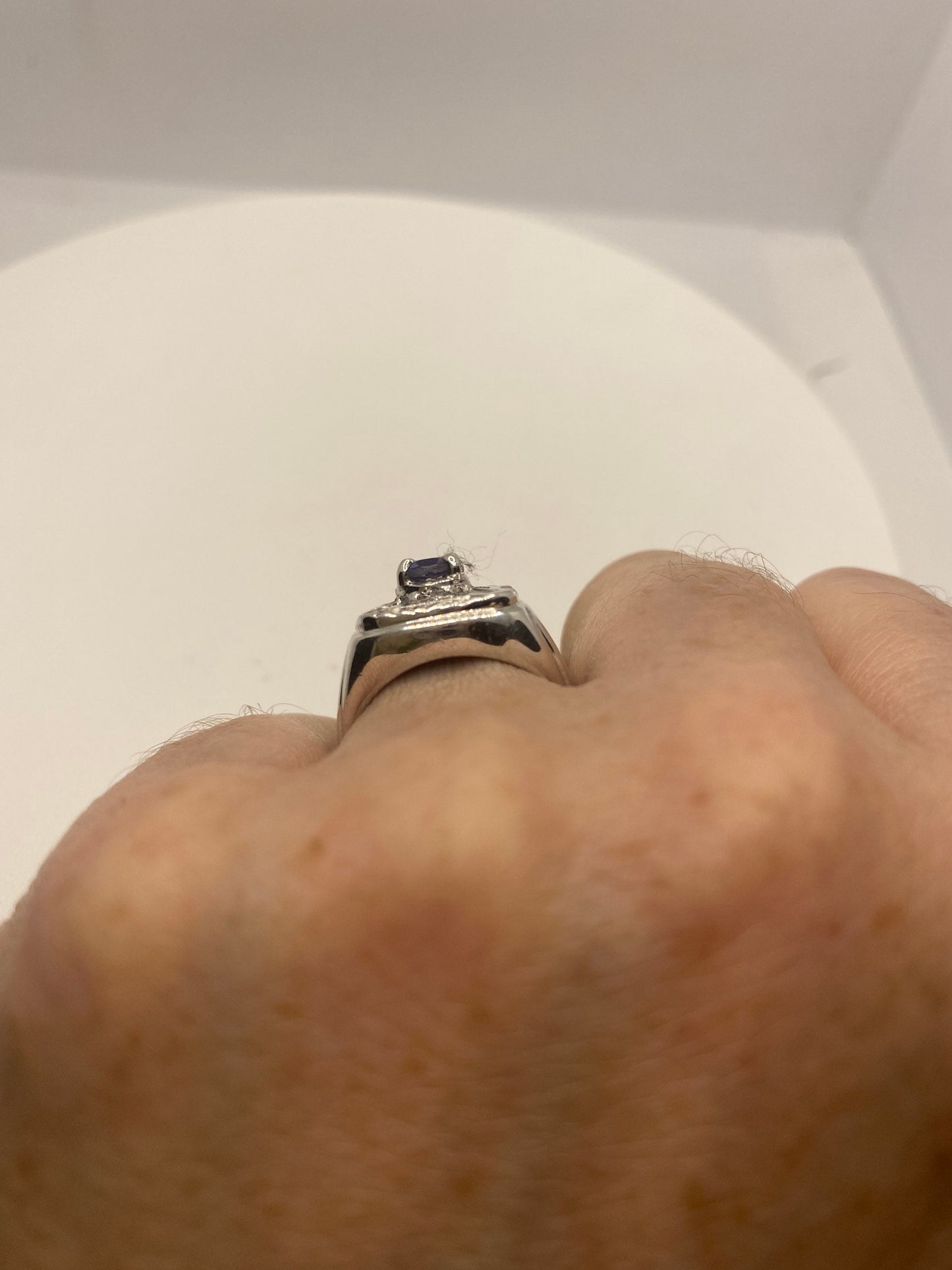 Vintage Blue Tanzanite Setting 925 Sterling Silver Gothic Cocktail Ring Size 6