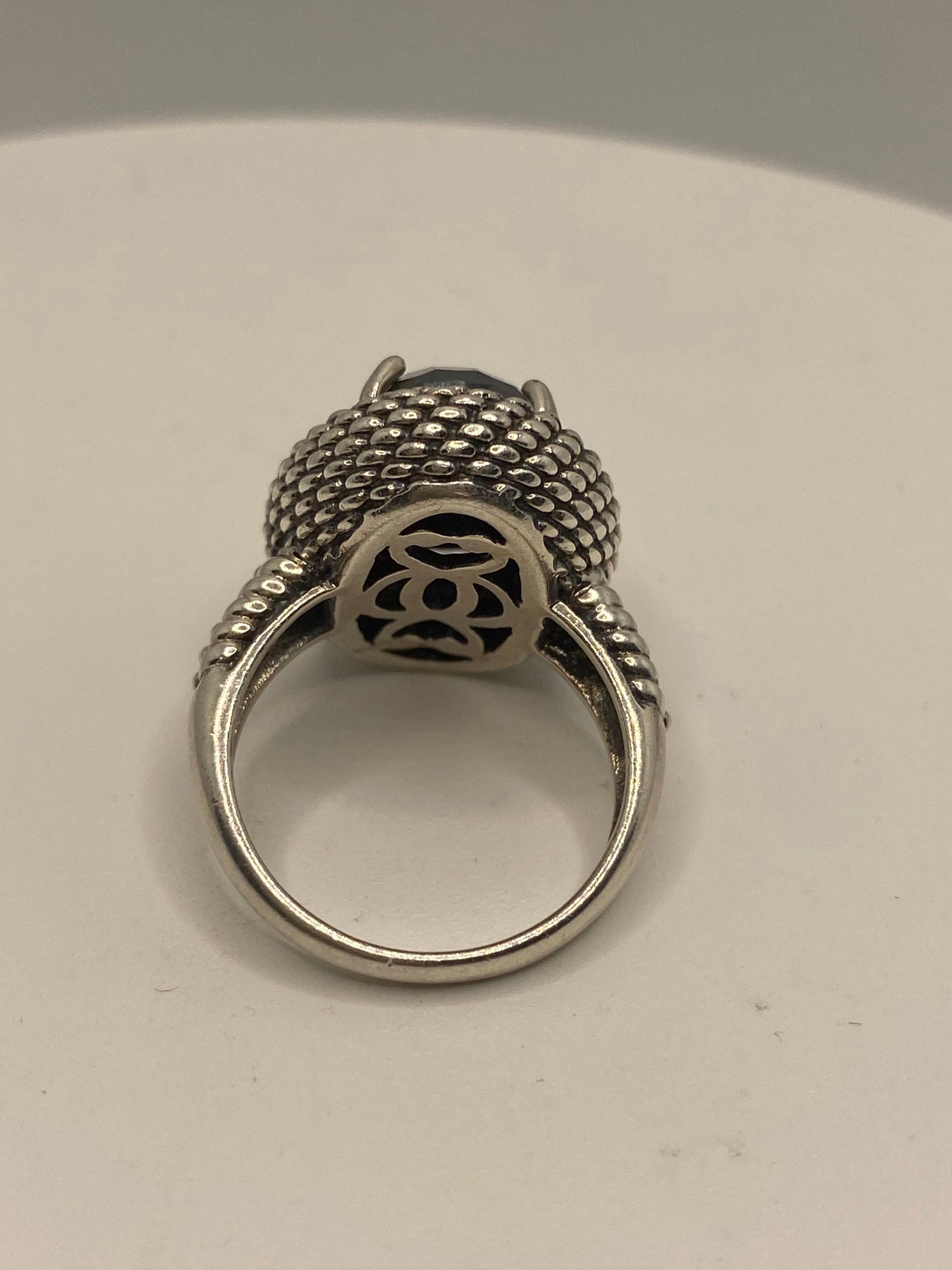 Vintage Black Hematite 925 Sterling Silver Ring