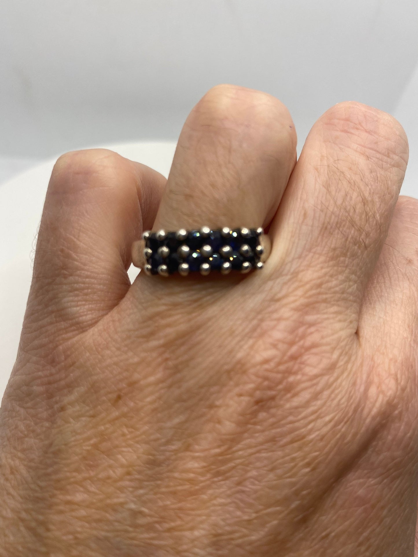 Vintage Blue Sapphire 925 Sterling Silver Gothic Cocktail Ring