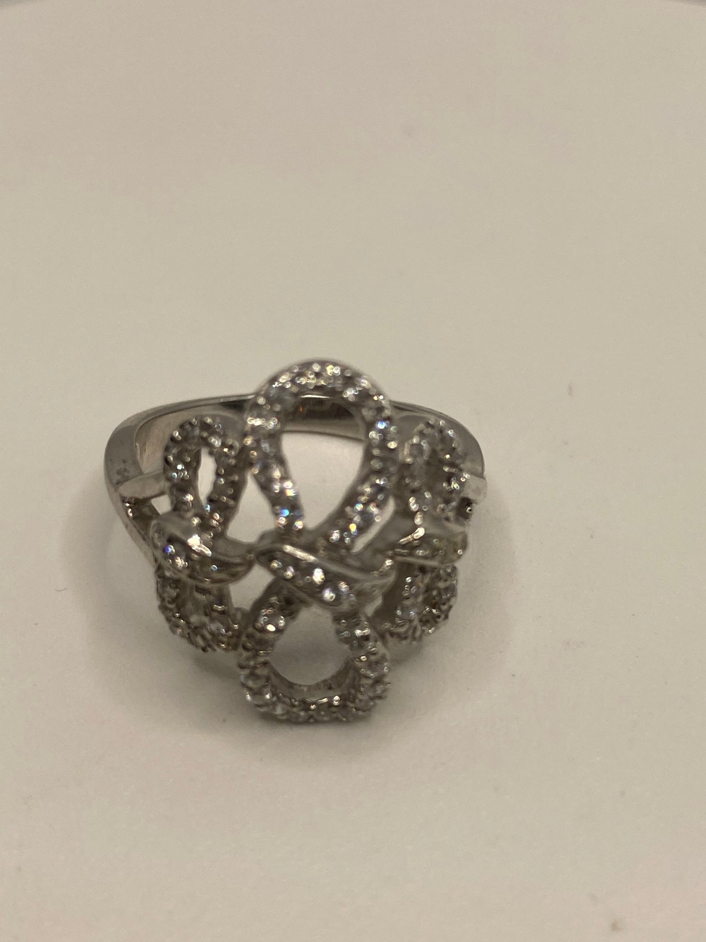 Vintage White Sapphire 925 Sterling Silver Wedding Band Ring