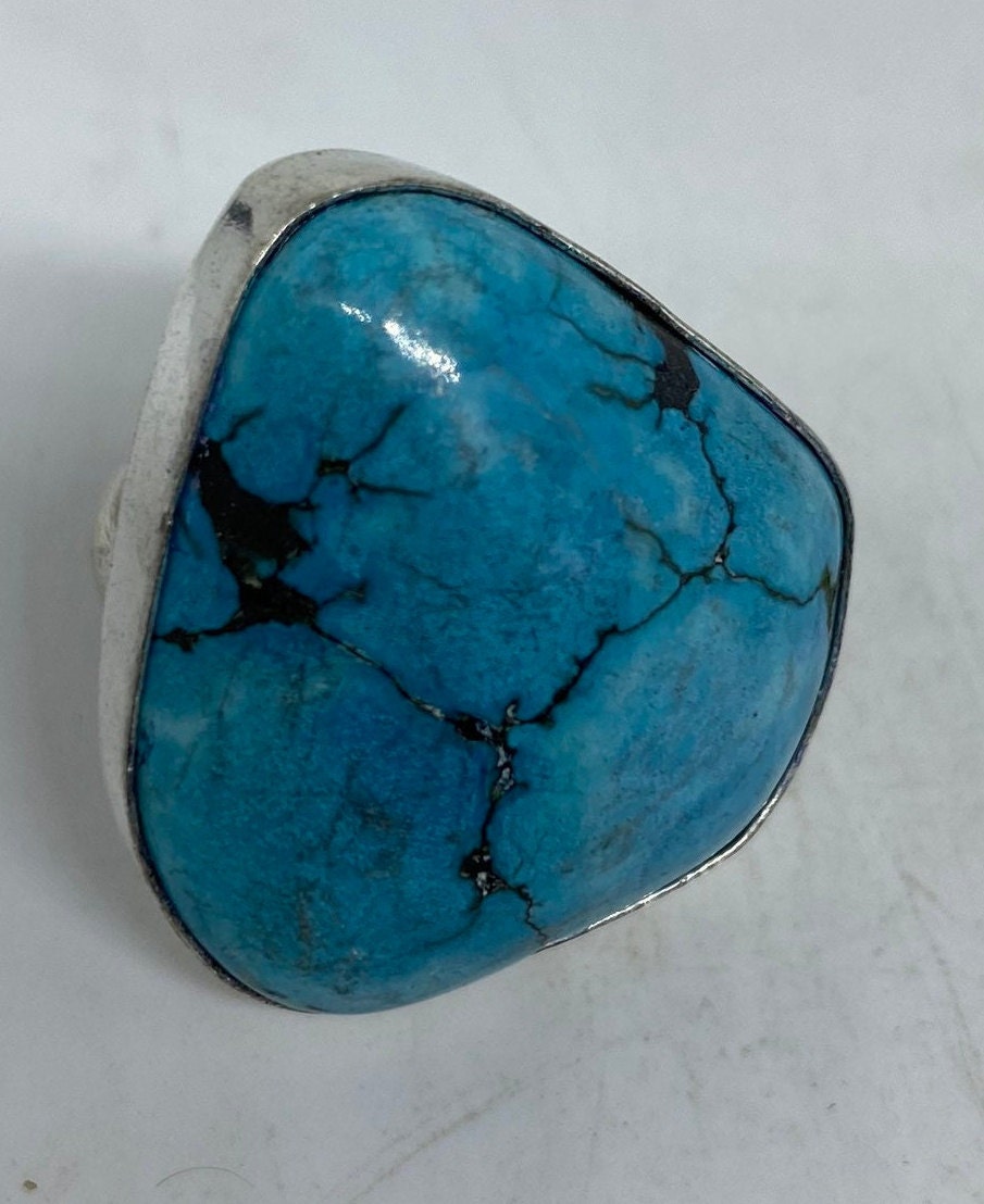Vintage Blue Genuine Tibetan Turquoise Ring Size 7.5