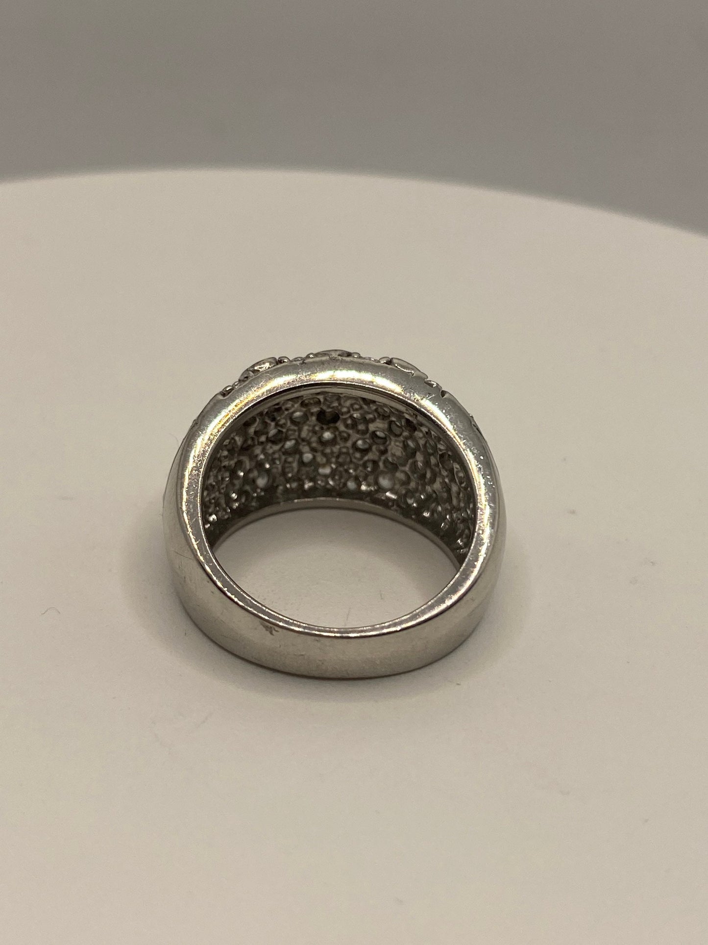 Vintage White Sapphire 925 Sterling Silver Wedding Band Ring