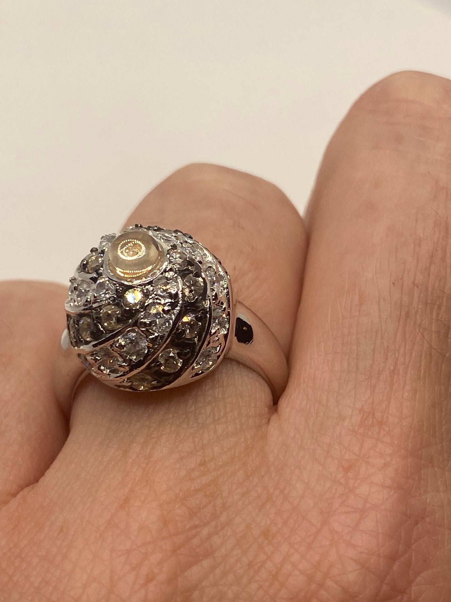 Vintage Golden Citrine 925 Sterling Silver Cocktail Ring