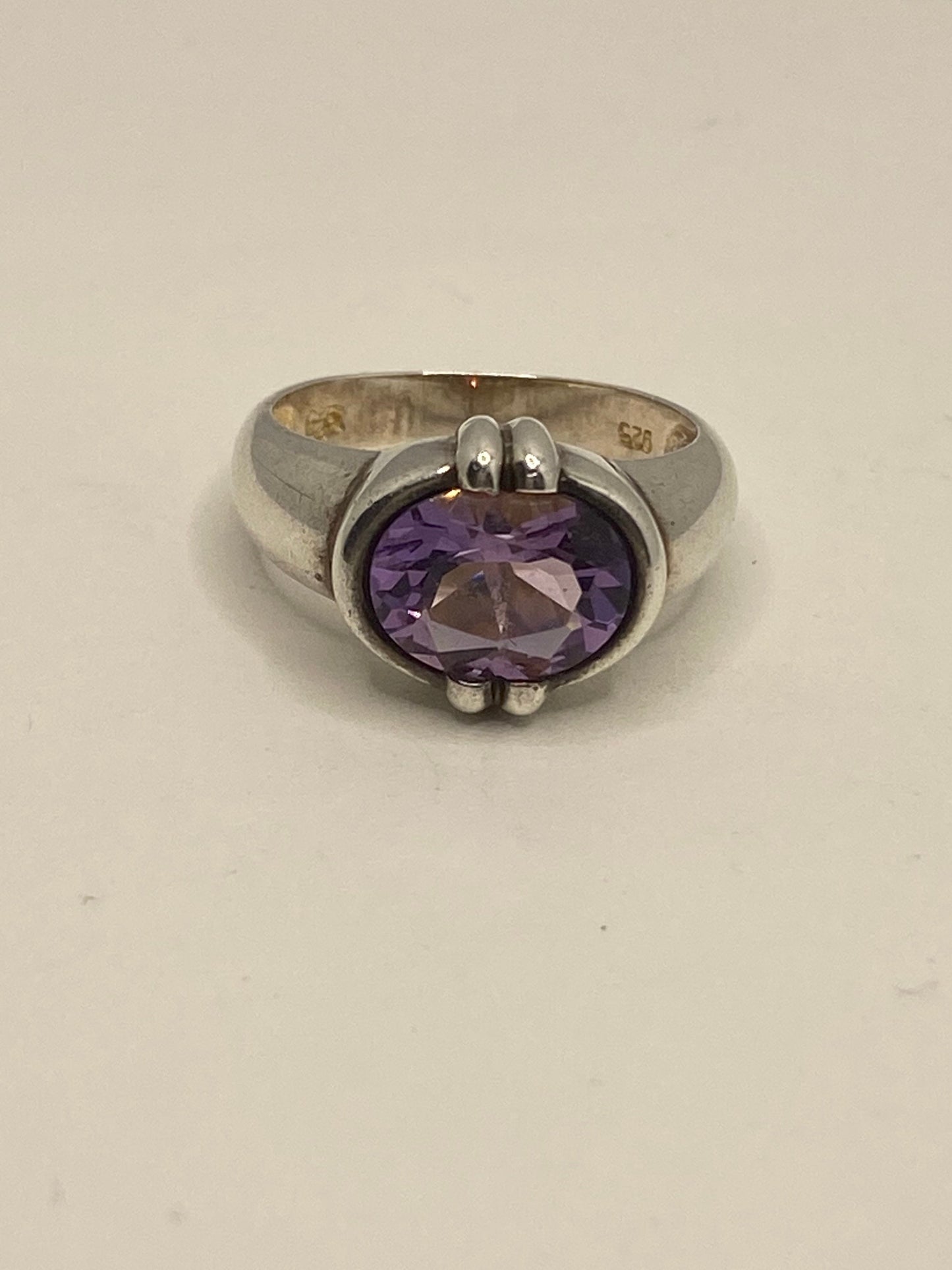 Vintage Purple Amethyst Filigree Setting 925 Sterling Silver Gothic Ring