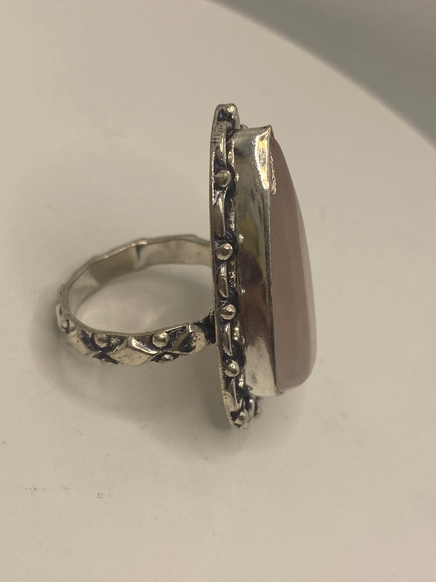 Vintage Genuine Rose Quartz Silver Ring