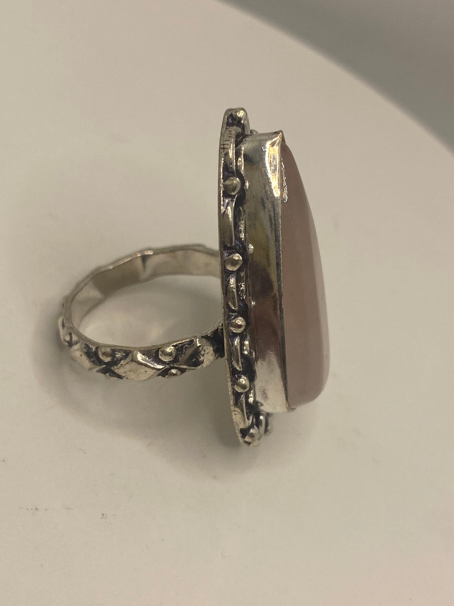 Vintage Genuine Rose Quartz Silver Ring