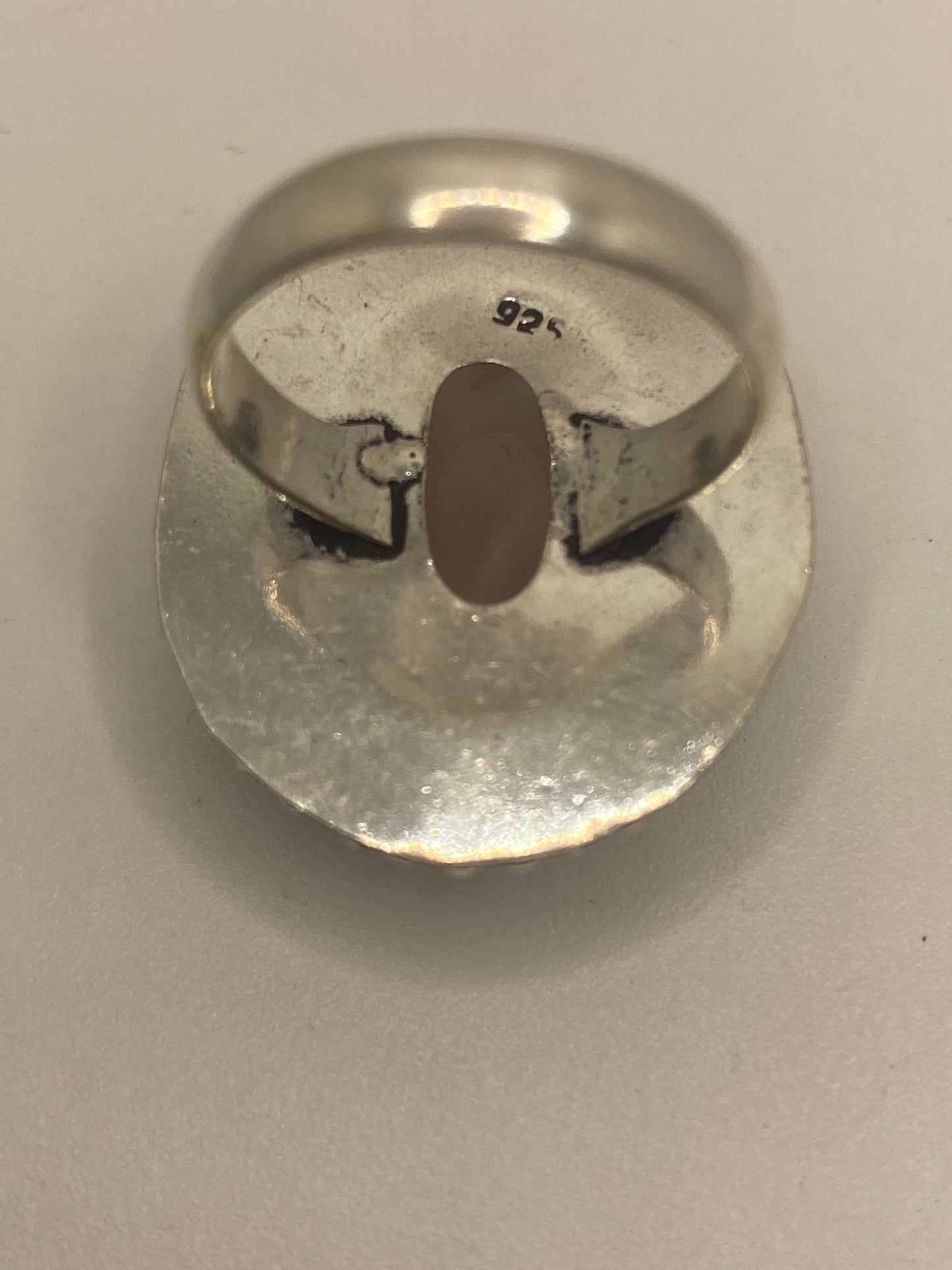 Vintage Genuine Rose Quartz Silver Ring